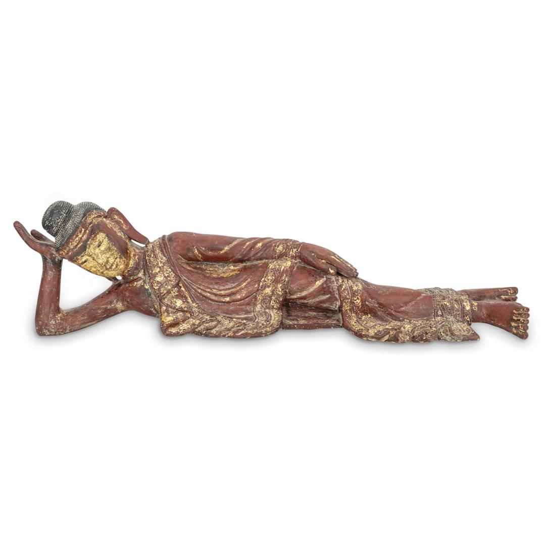 Wood Carved Reclined Buddhist Statue (1 of 8)