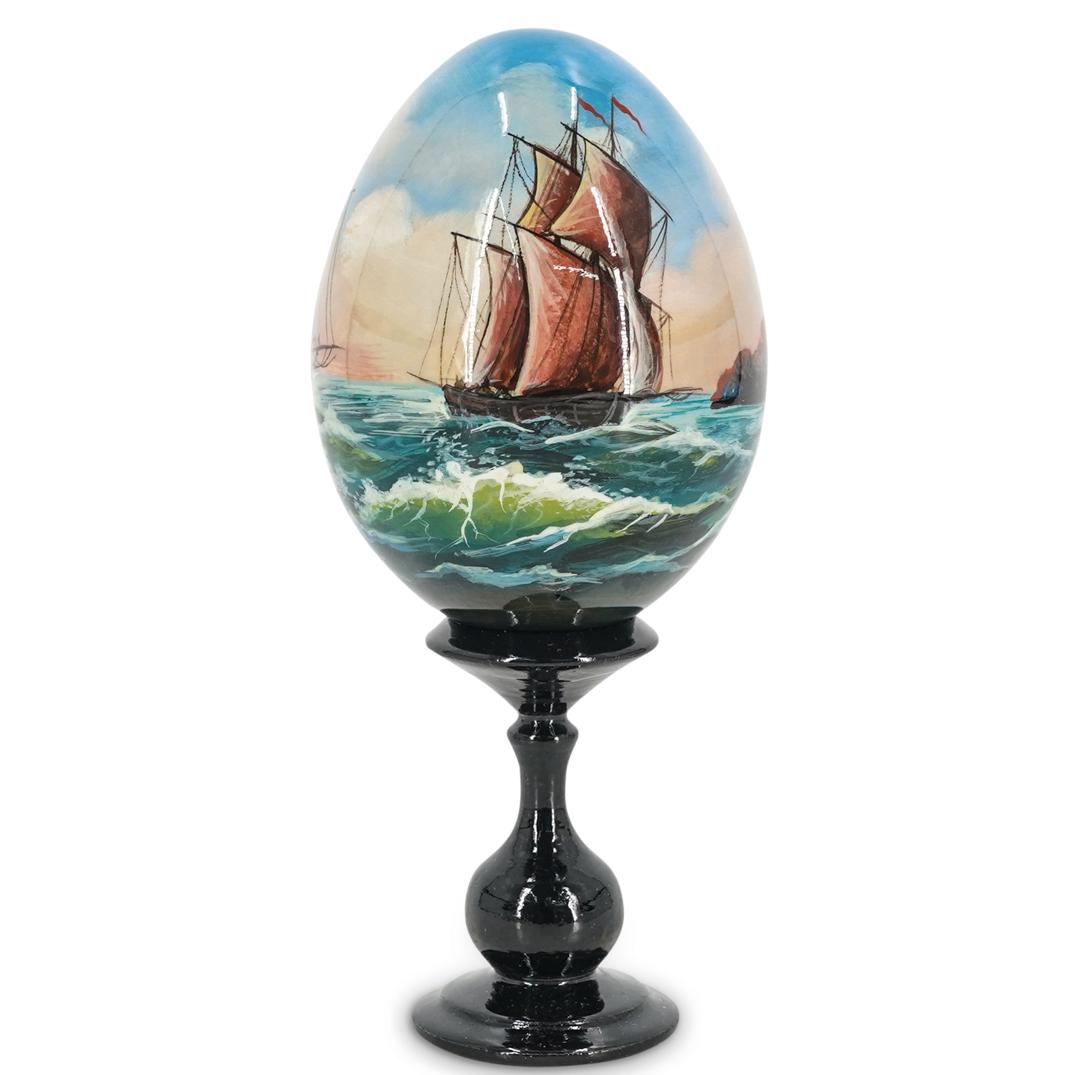 Russian Fedoskino Hand Painted Lacquer Egg (1 of 7)
