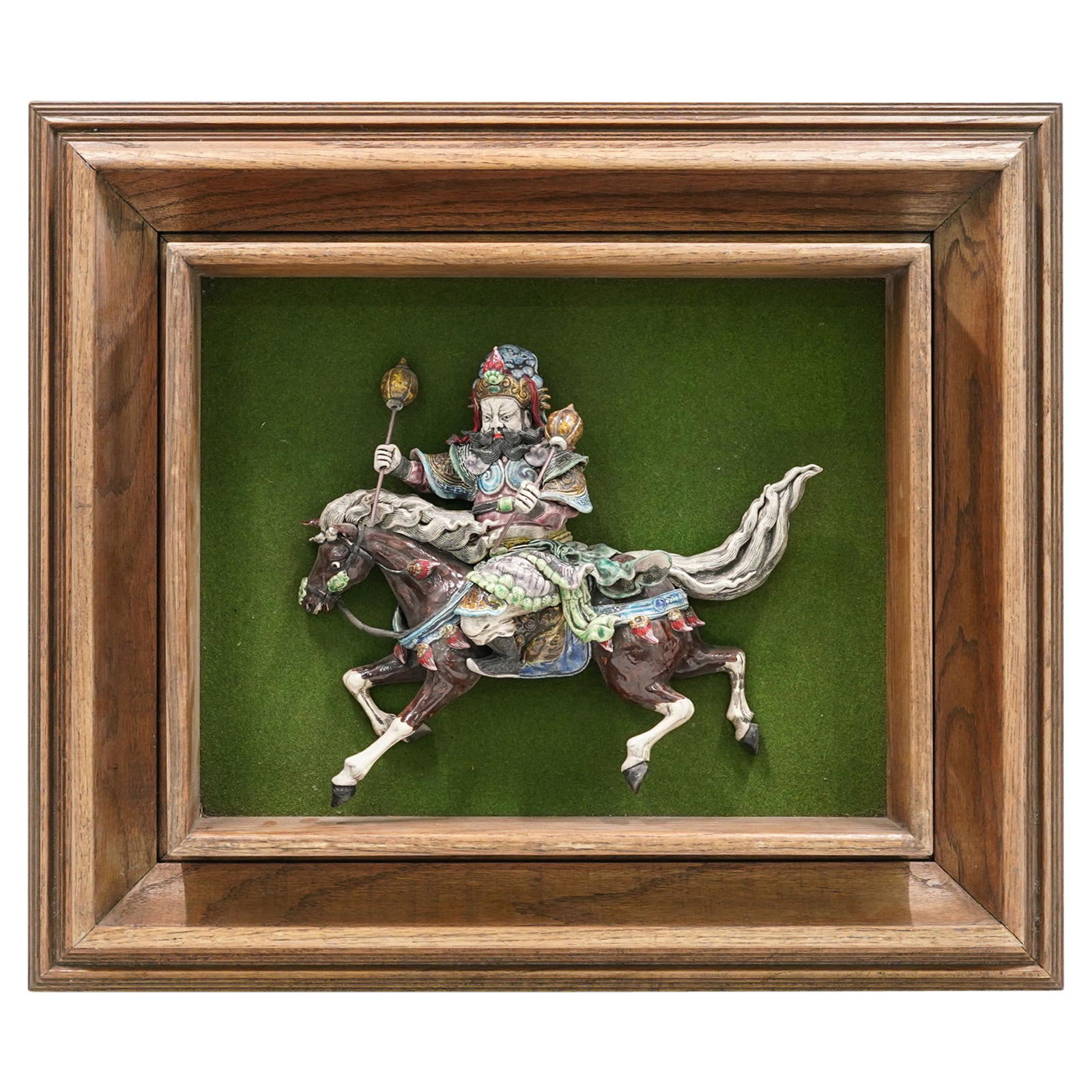 Chinese Ceramic Warrior In Wooden Frame (1 of 7)