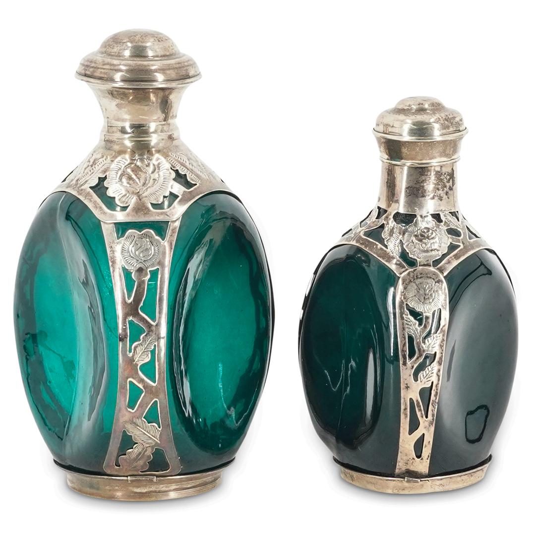 (2 Pc) Silver And Glass Liqueur Bottles (1 of 11)