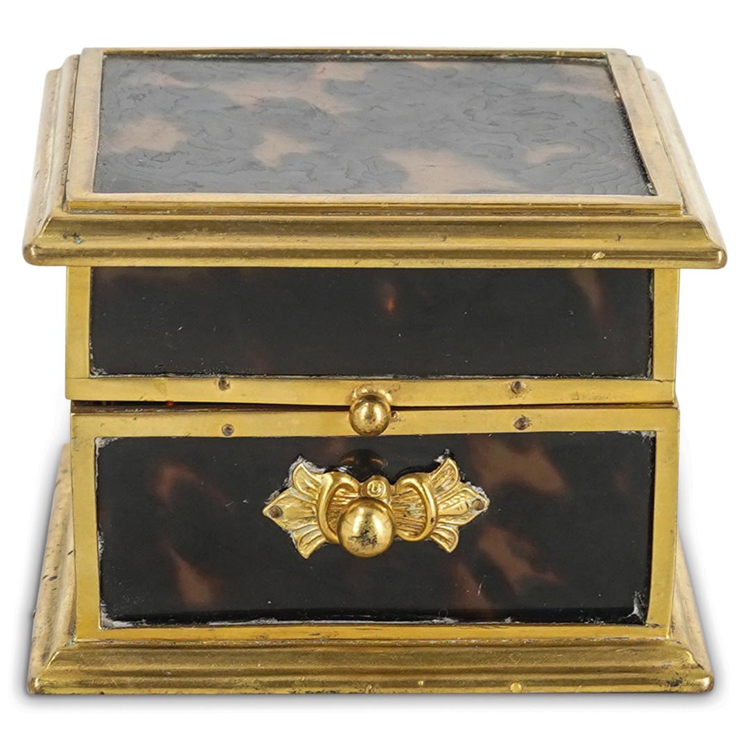 Antique Brass and Tortoise Shell Box (1 of 6)