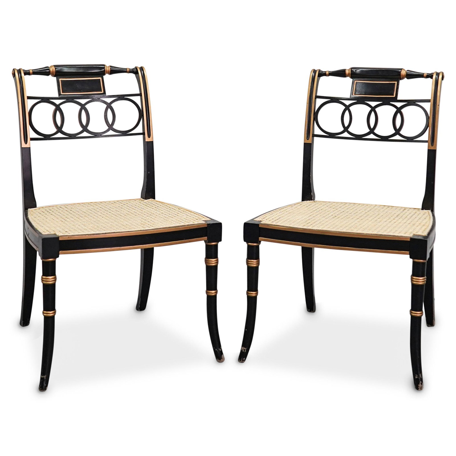Pair of Baker Furniture Ebonized Gold Regency Style (1 of 11)