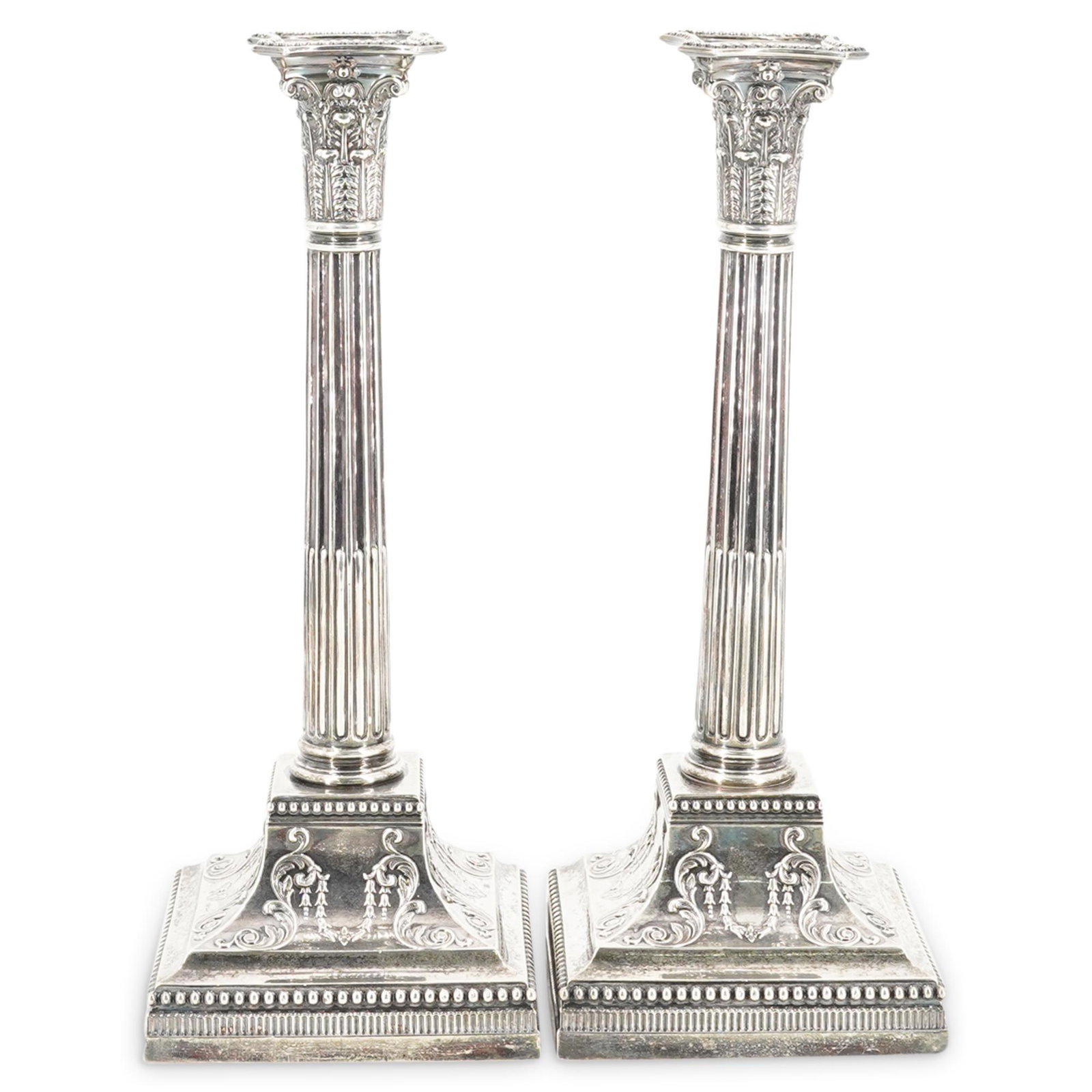 (2 Pc) James Dixon & Sons Silver Candlesticks (1 of 6)