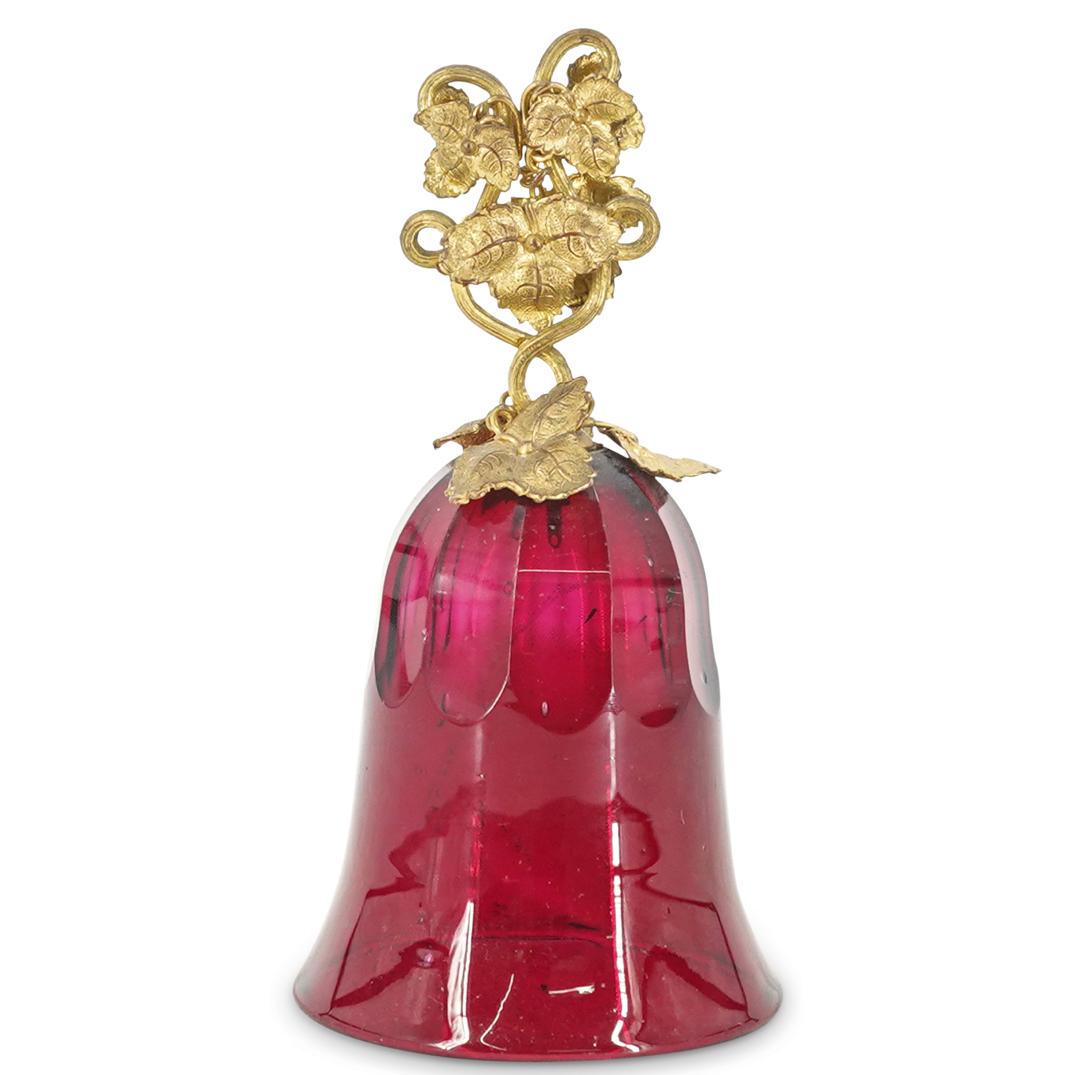 Antique Cranberry Glass and Bronze Mounted Bell (1 of 6)