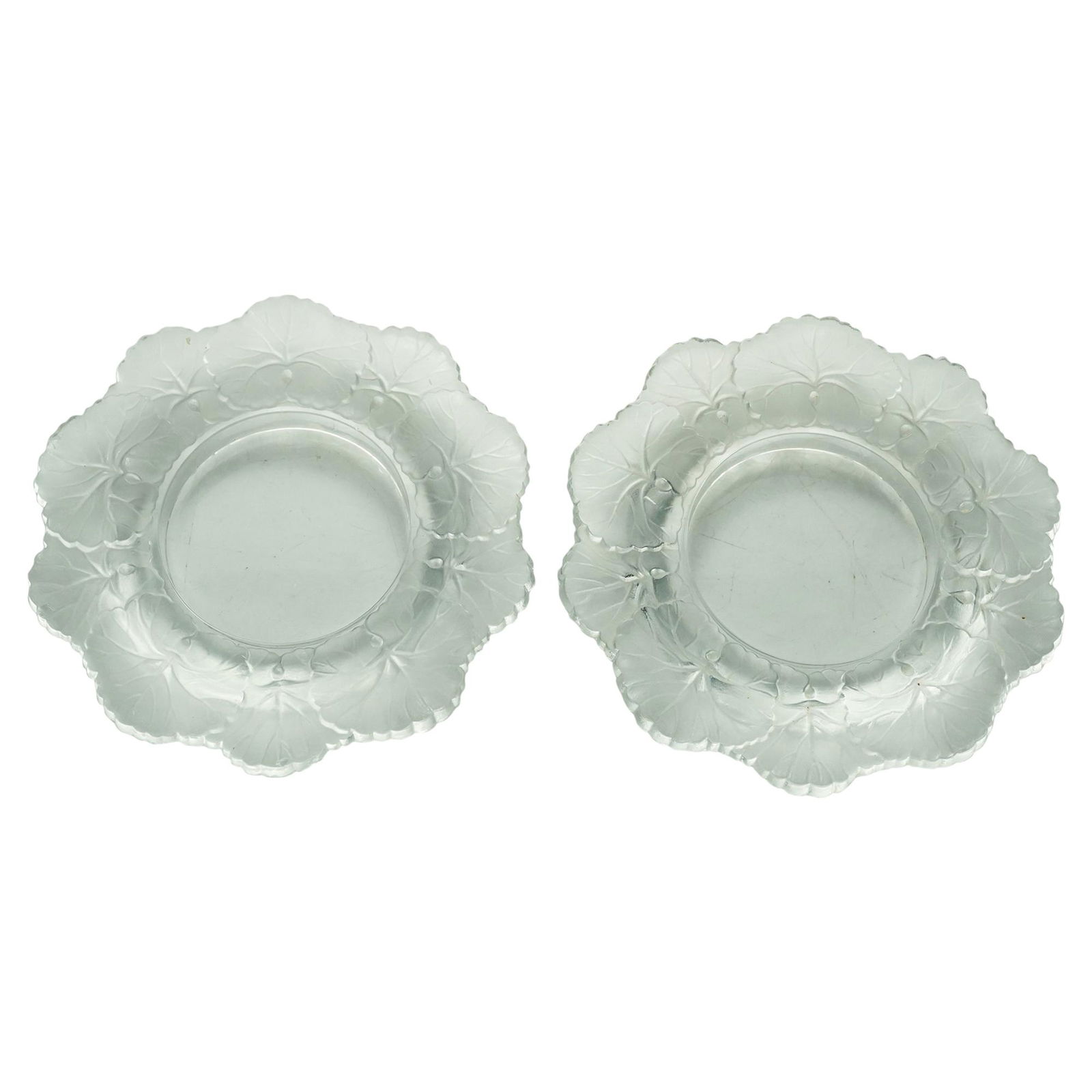 (2 Pc) Lalique Honfleur 6" Crystal Ashtrays (1 of 5)