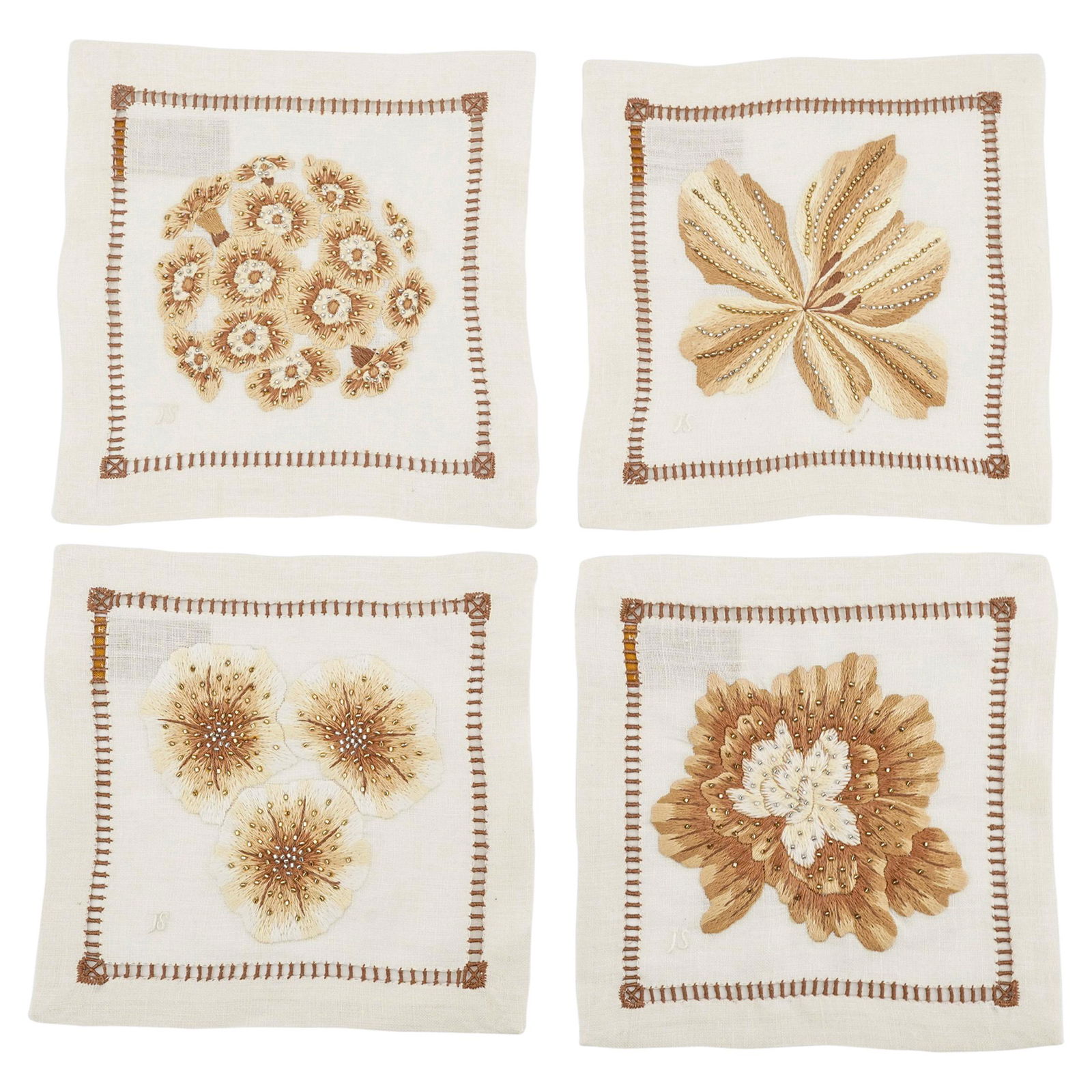 (4 Pc) Jay Strongwater Embroidered & Beaded Cocktail (1 of 10)