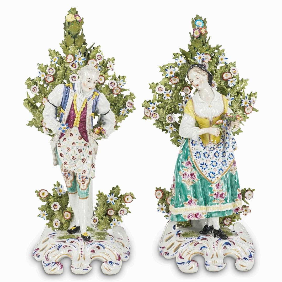 (2 Pc) Antique English Chelsea Porcelain Figurines (1 of 11)