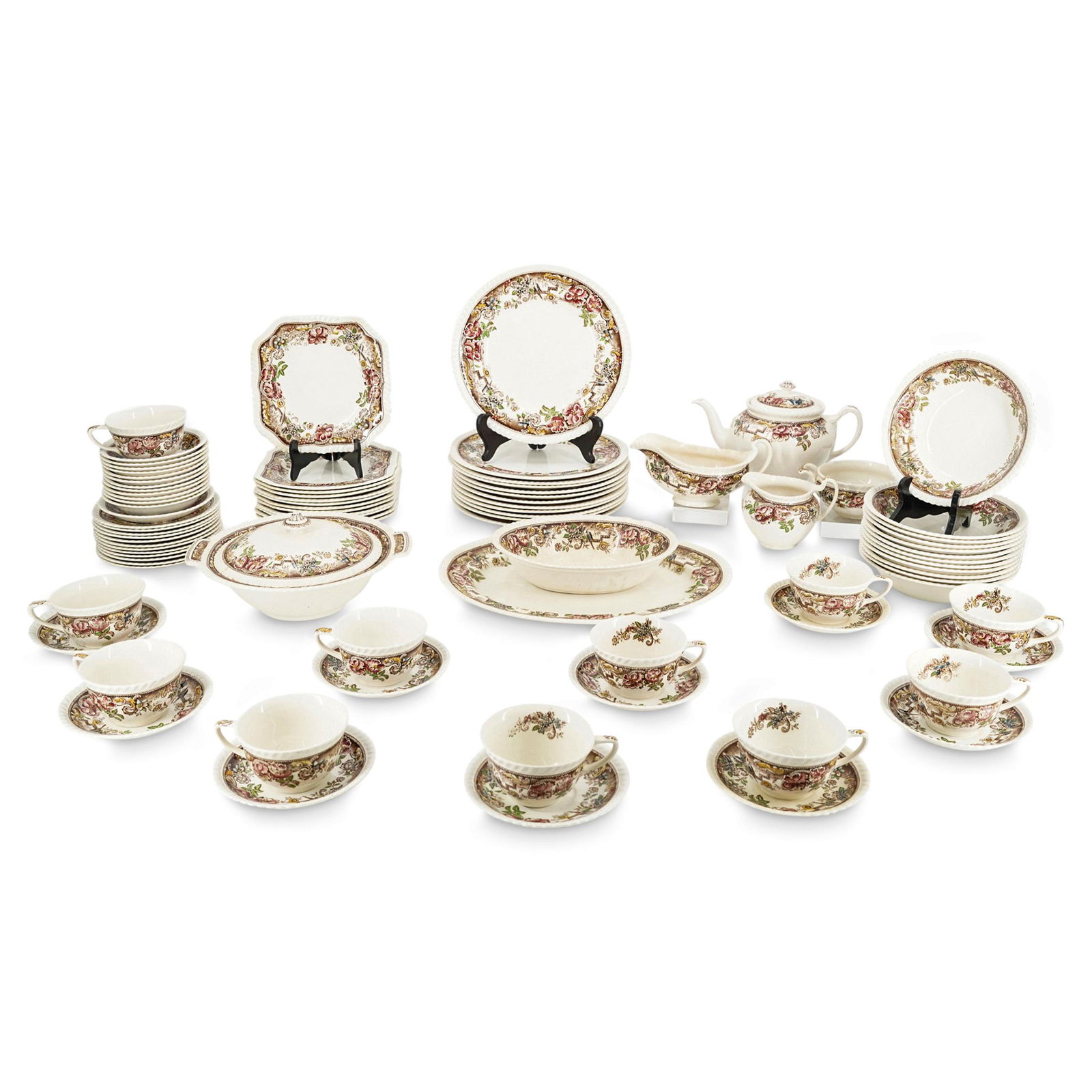 (89 Pc) English Johnson Brothers "Devonshire Brown" (1 of 12)