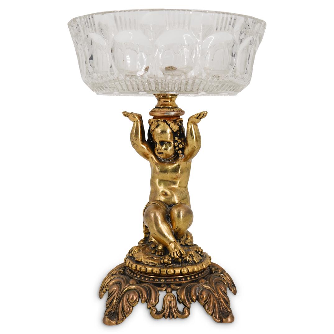 Figural Spelter And Crystal Compote (1 of 6)
