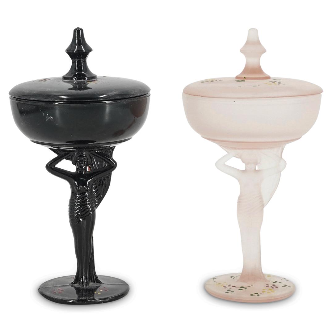 (2 Pc) Art Deco Style Dermay Lady Powder Jars (1 of 9)