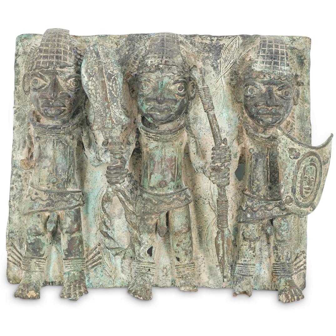 Bronze African Benin Warrior Plaque (1 of 7)
