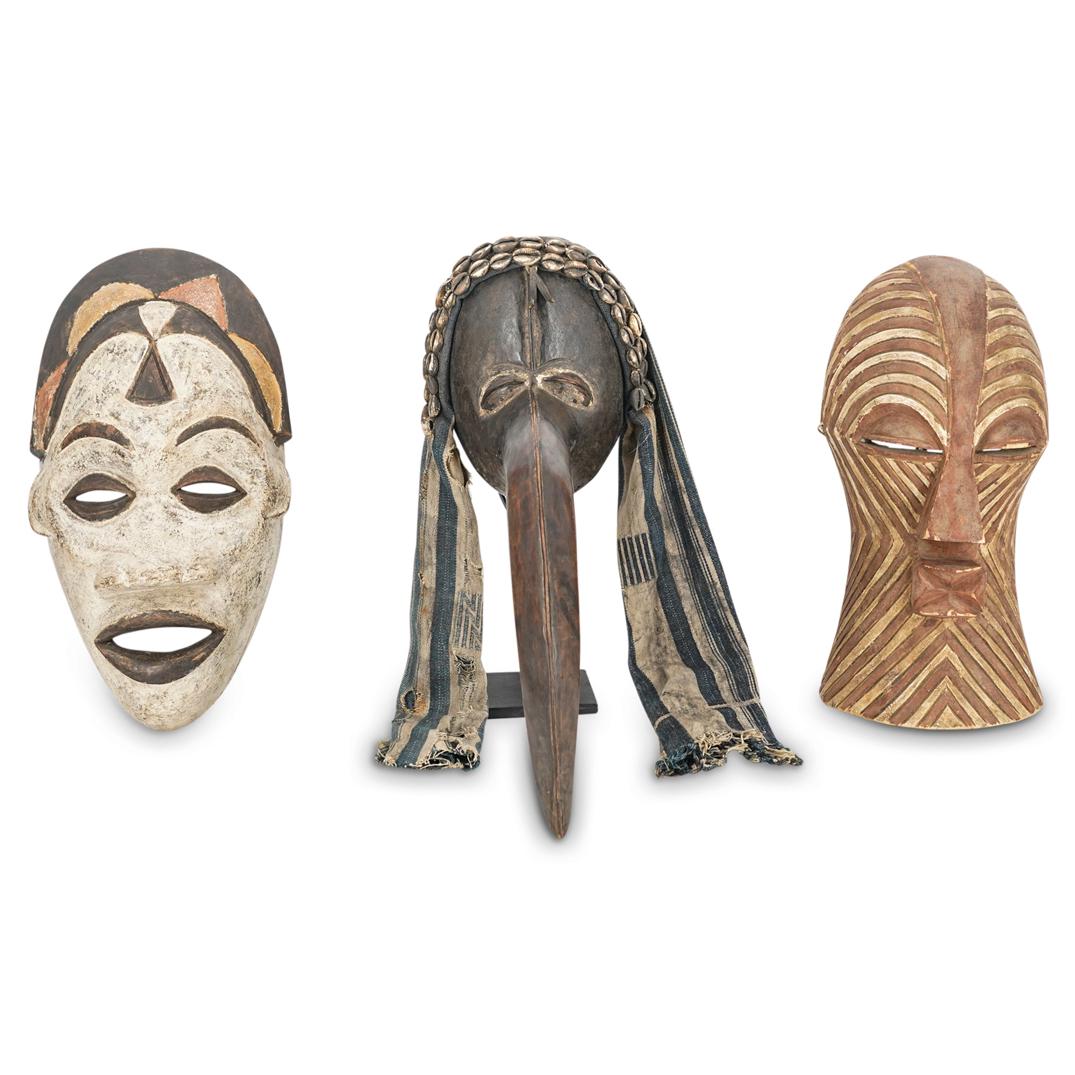 (3 Pc) African Mask Lot (1 of 15)