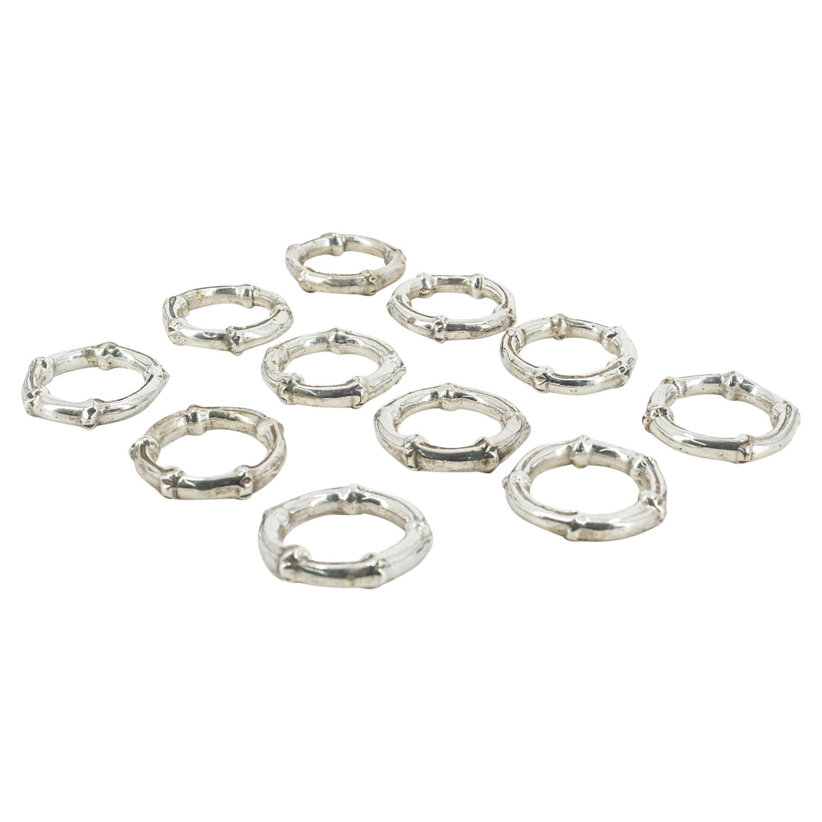 (11 Pc) Silver Plated Bamboo Napkin Rings Set (1 of 3)