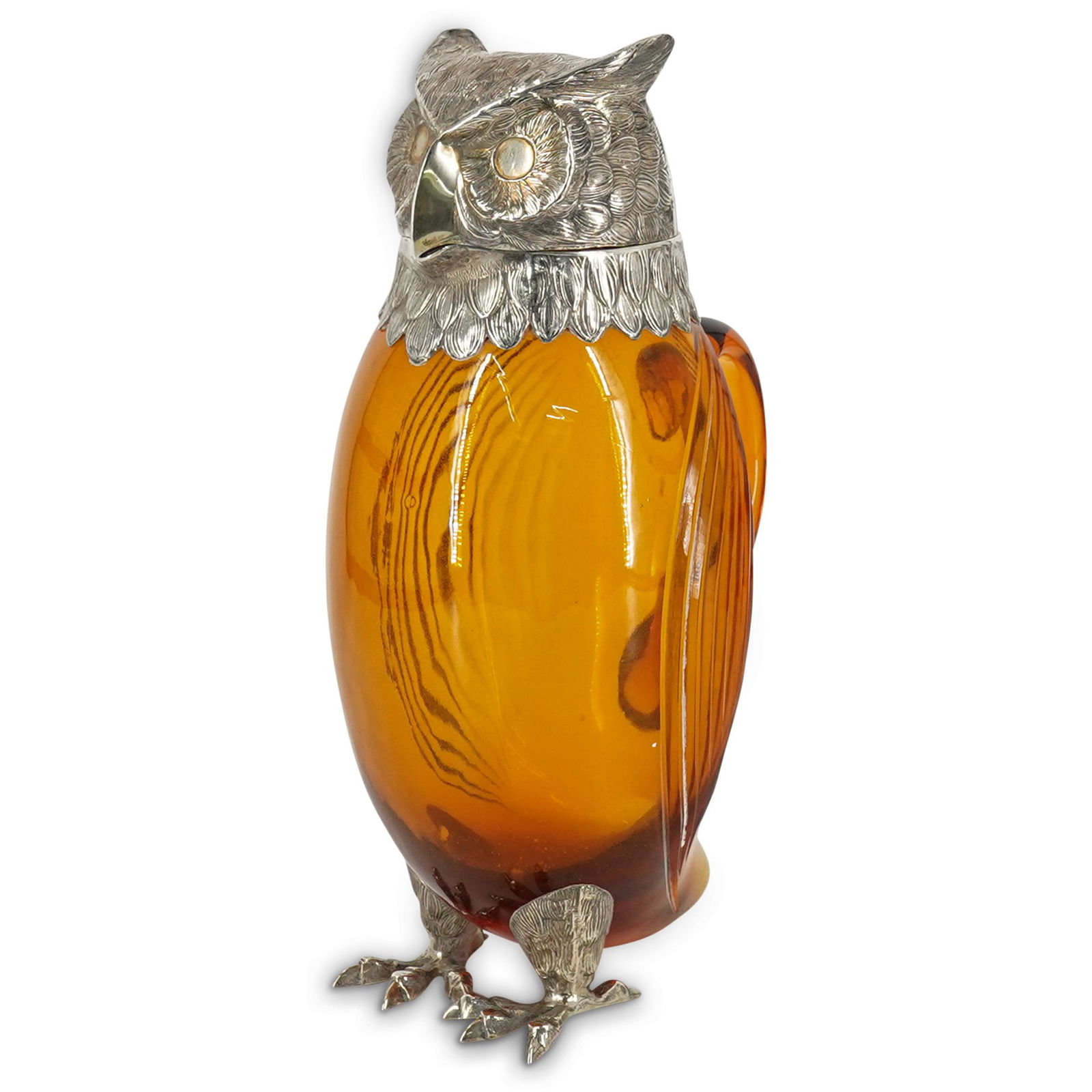Cartier Sterling Silver & Amber Crystal Owl Claret Jug (1 of 13)