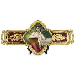 Antique Unique Royal Vienna Porcelain Wagner Portrait Tray: DESCRIPTION: An important 19th Cent. Royal Vienna porcelain tray with unique form, double handle design and hand painted center portrait, depicting a brunette beauty by Wagner. Signed: "Wagner" lower