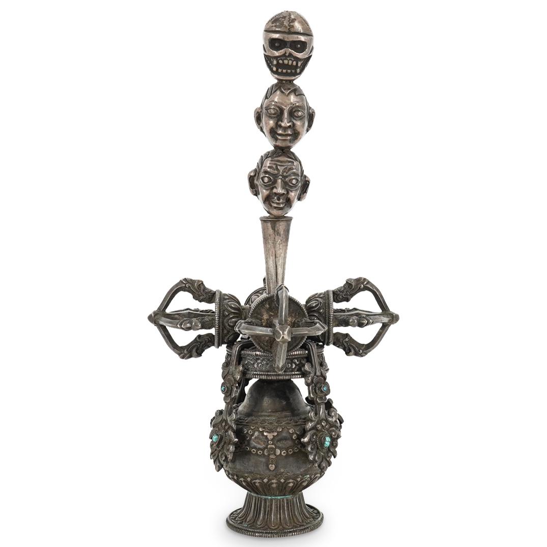 Early Figural Silvered Bronze Vajra (1 of 13)