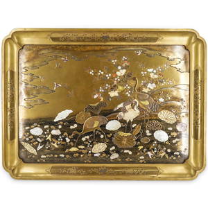 Rare Meiji Period Japanese Inlaid Shibayama Platter