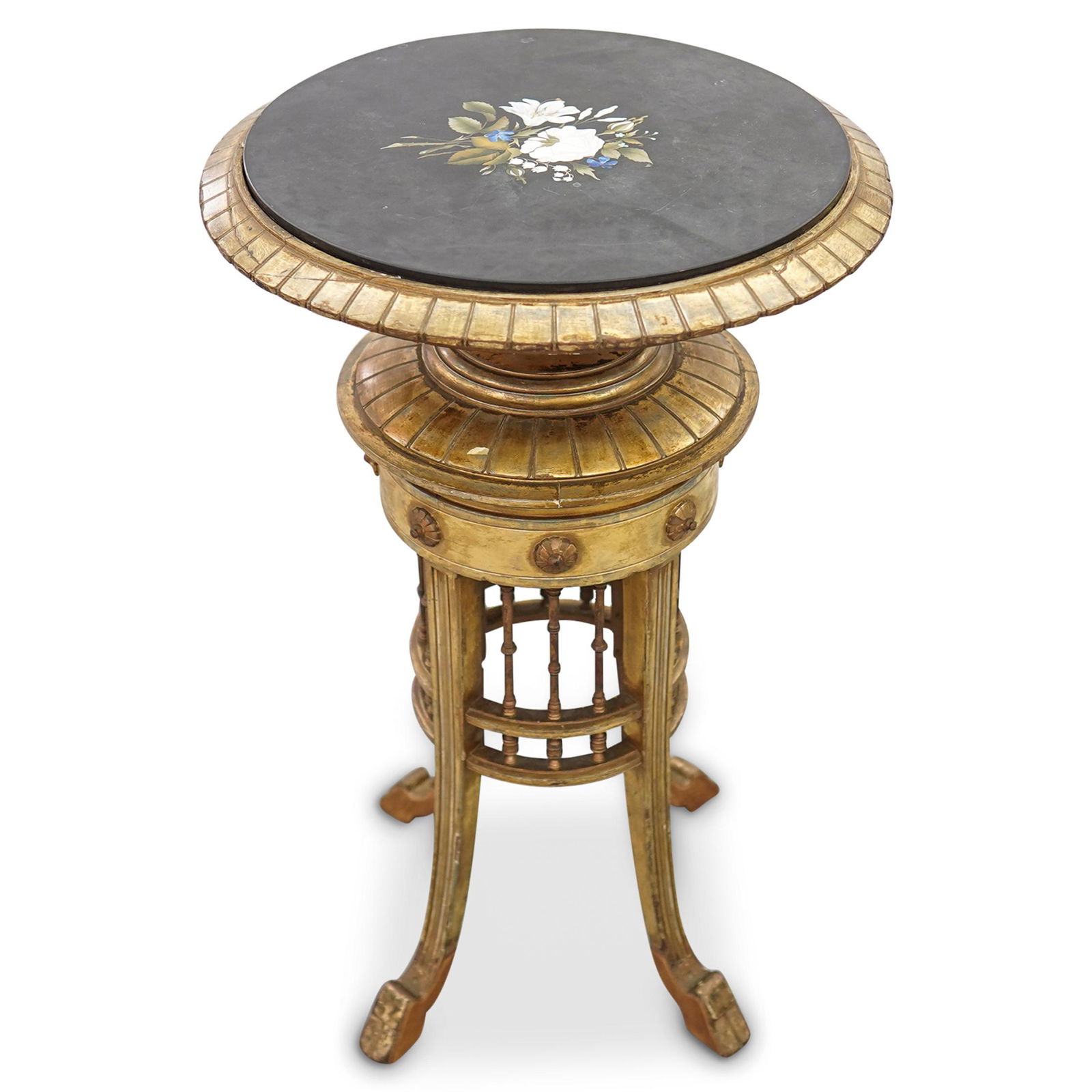 Antique Italian Pietra Dura Gilt Wood Table (1 of 11)