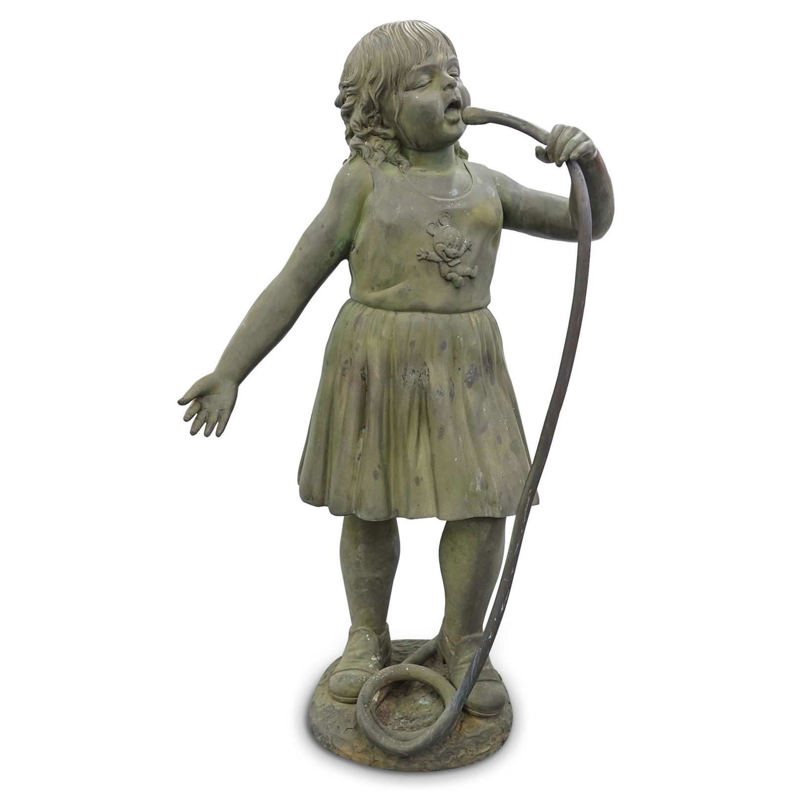 Bronze Figural "Standing Girl With Hose" Garden Statue (1 of 8)