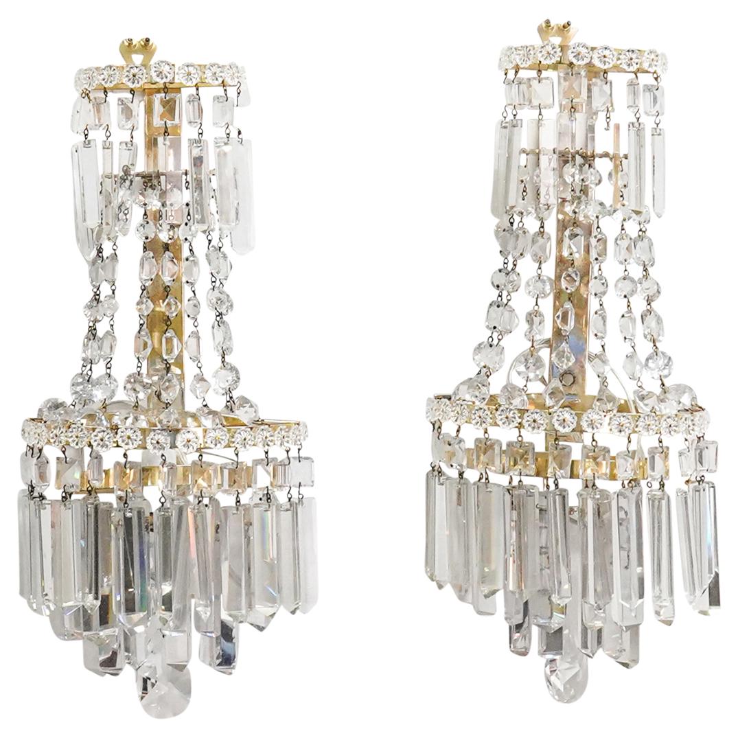 (2 Pc) French Crystal Empire Style Montgolfier Wall Sconces (1 of 8)