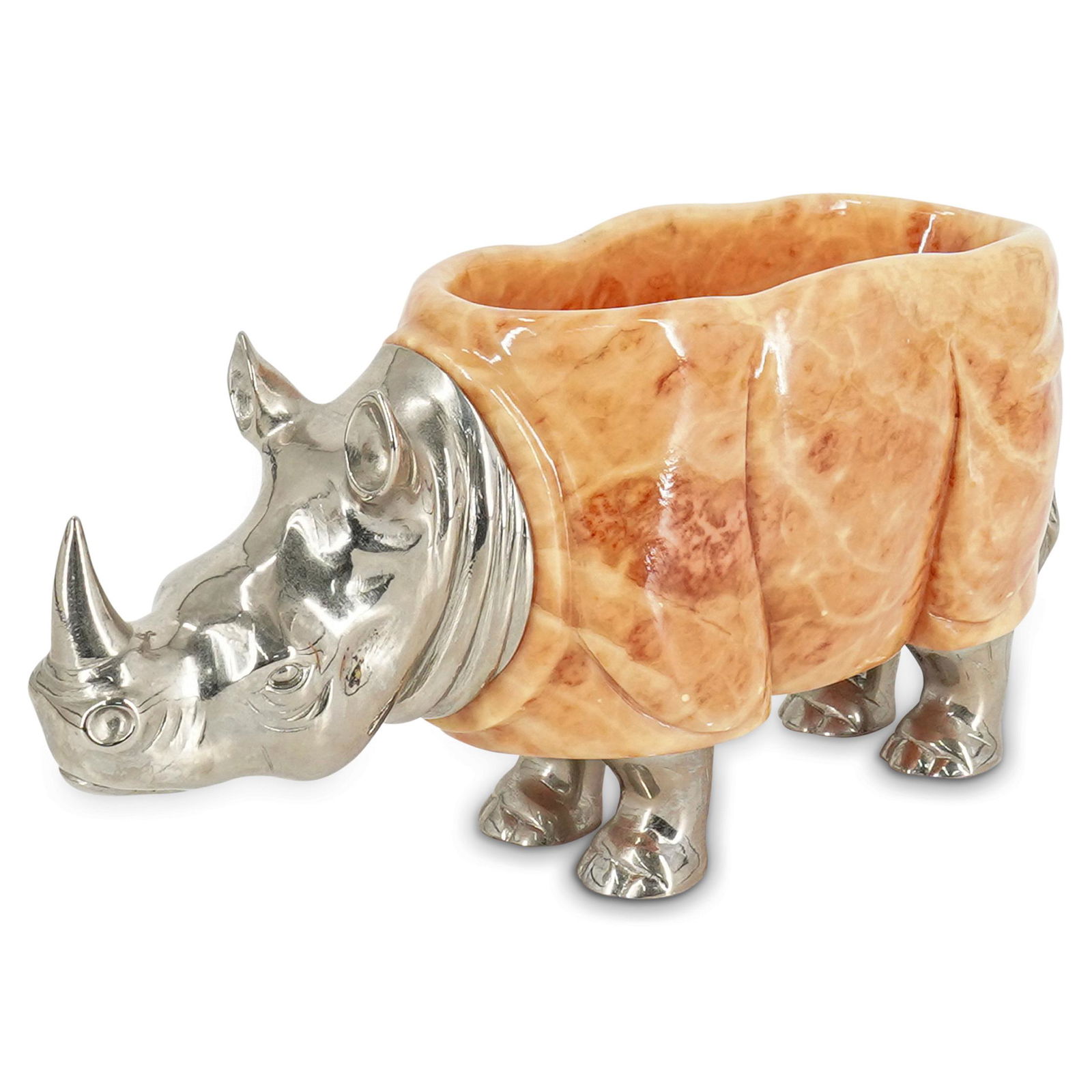 Vintage Italian Marble Rhino Statue With Cradle (1 of 7)