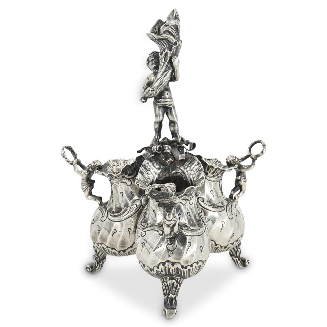 19th Cent. German Sterling SIlver Figural Salt Cellar (1 of 8)