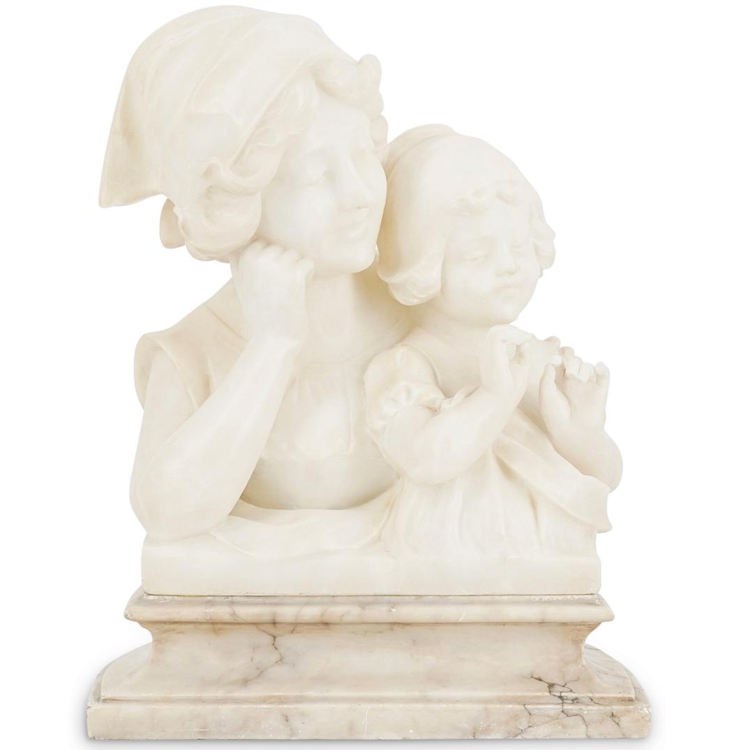 Adolfo Cipriani (Italian, 1895-1930) Mother & Child Alabaster Bust (1 of 8)