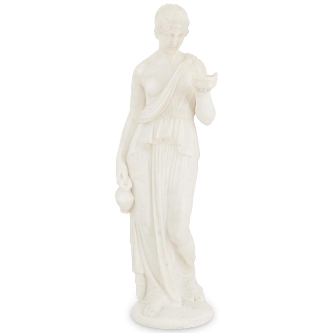 E. Fiaschi (Italian, 1858-1941) Alabaster Female Greek Statue (1 of 8)