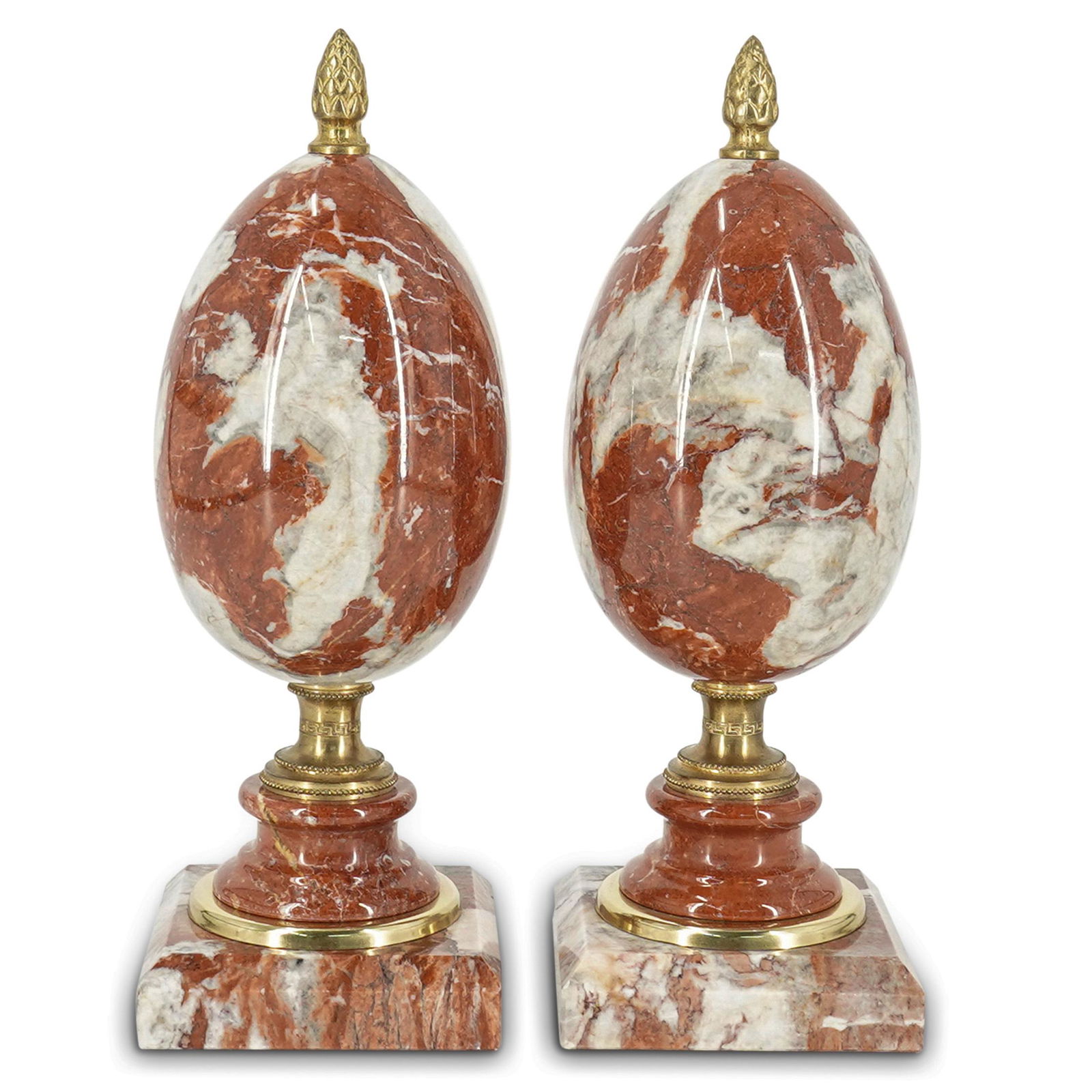 (2 Pc) Italian Red Marble Egg Garnitures (1 of 9)