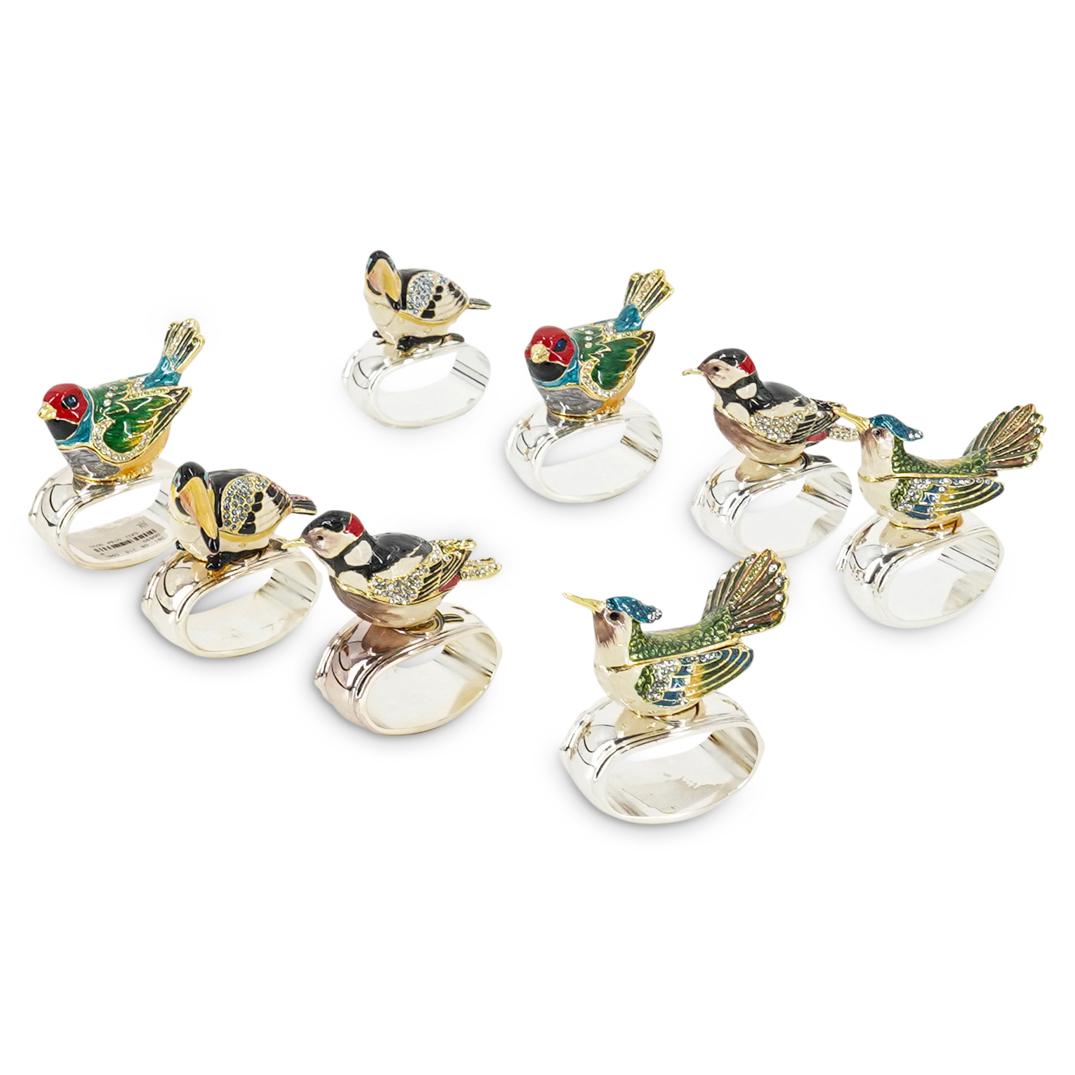 (8 Pc) Hans Turnwald Silverplate & Enamel Napkin Ring Set (1 of 8)