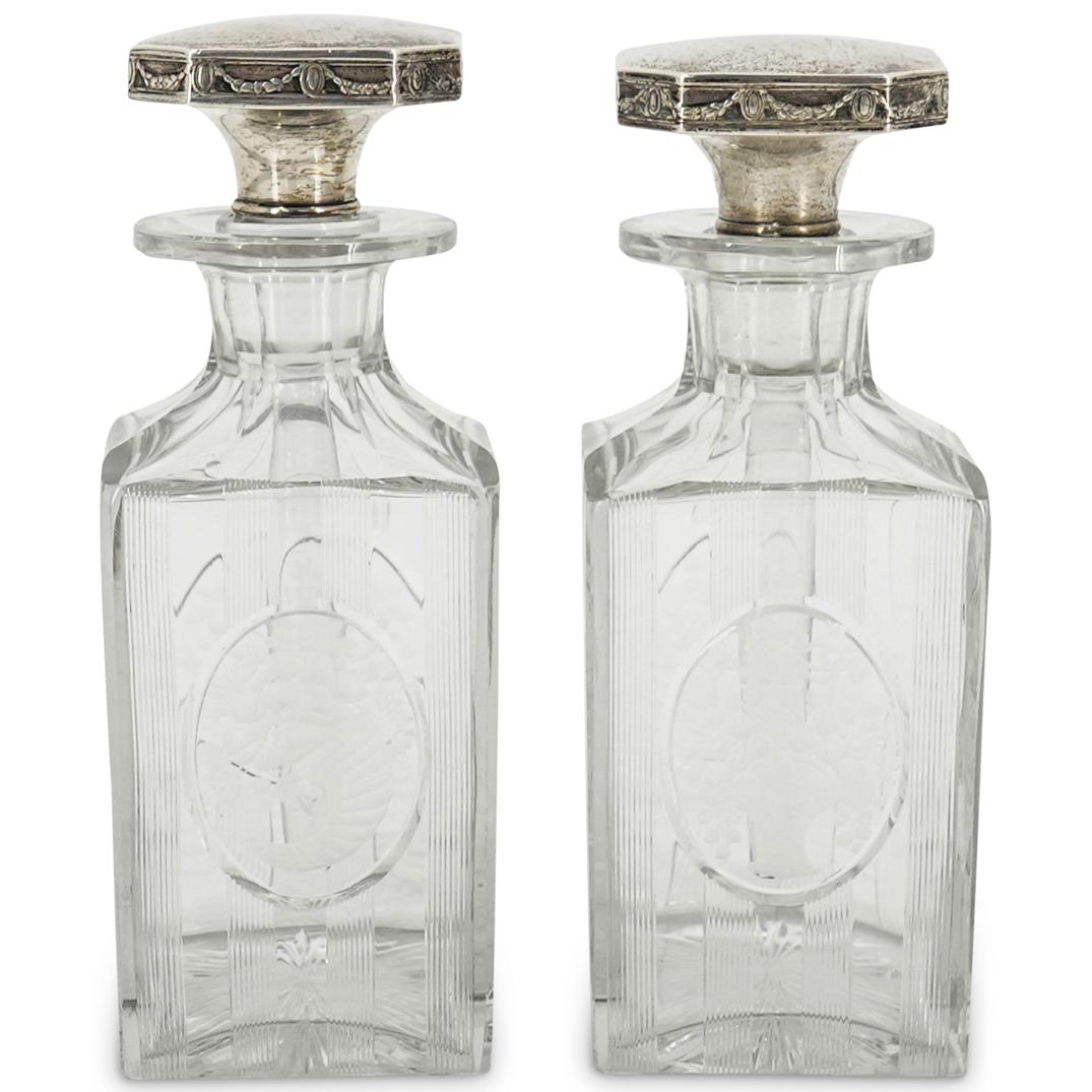 Pair of Hawke Silver & Crystal Decanters (1 of 7)