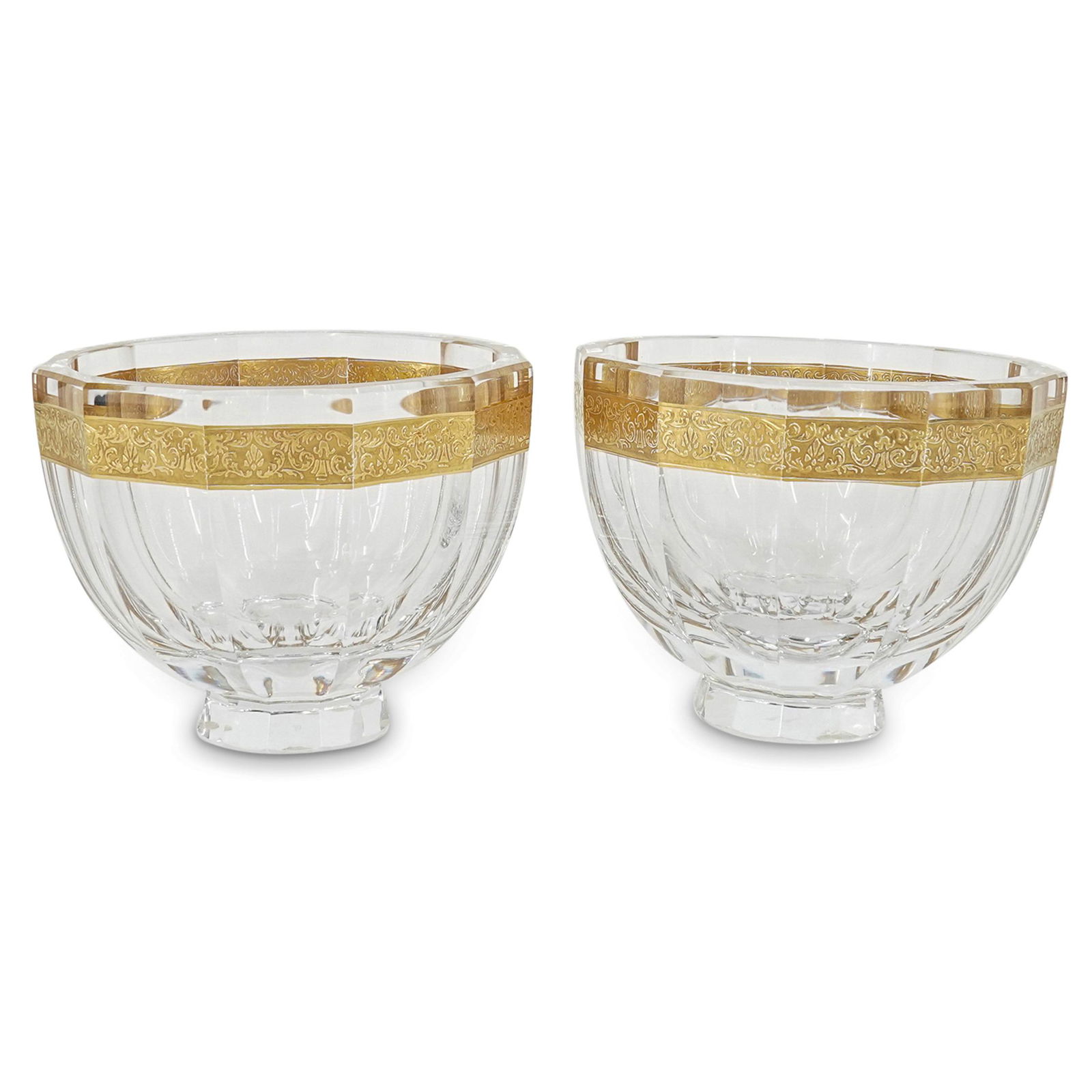 (2 Pc) Moser Crystal Hand Cut Gilded Bowls (1 of 7)