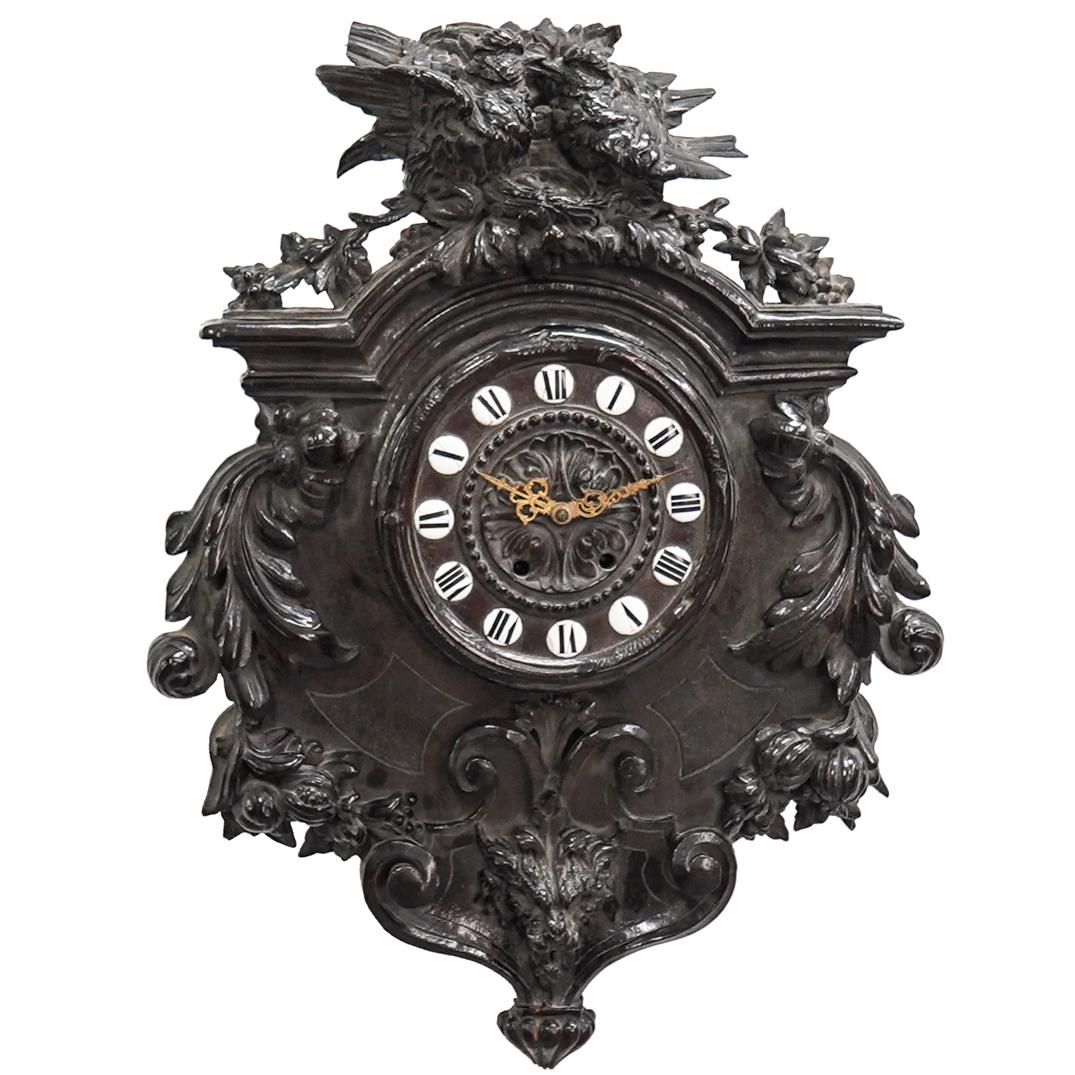 Antique German Black Forest Wood Wall Clock (1 of 10)