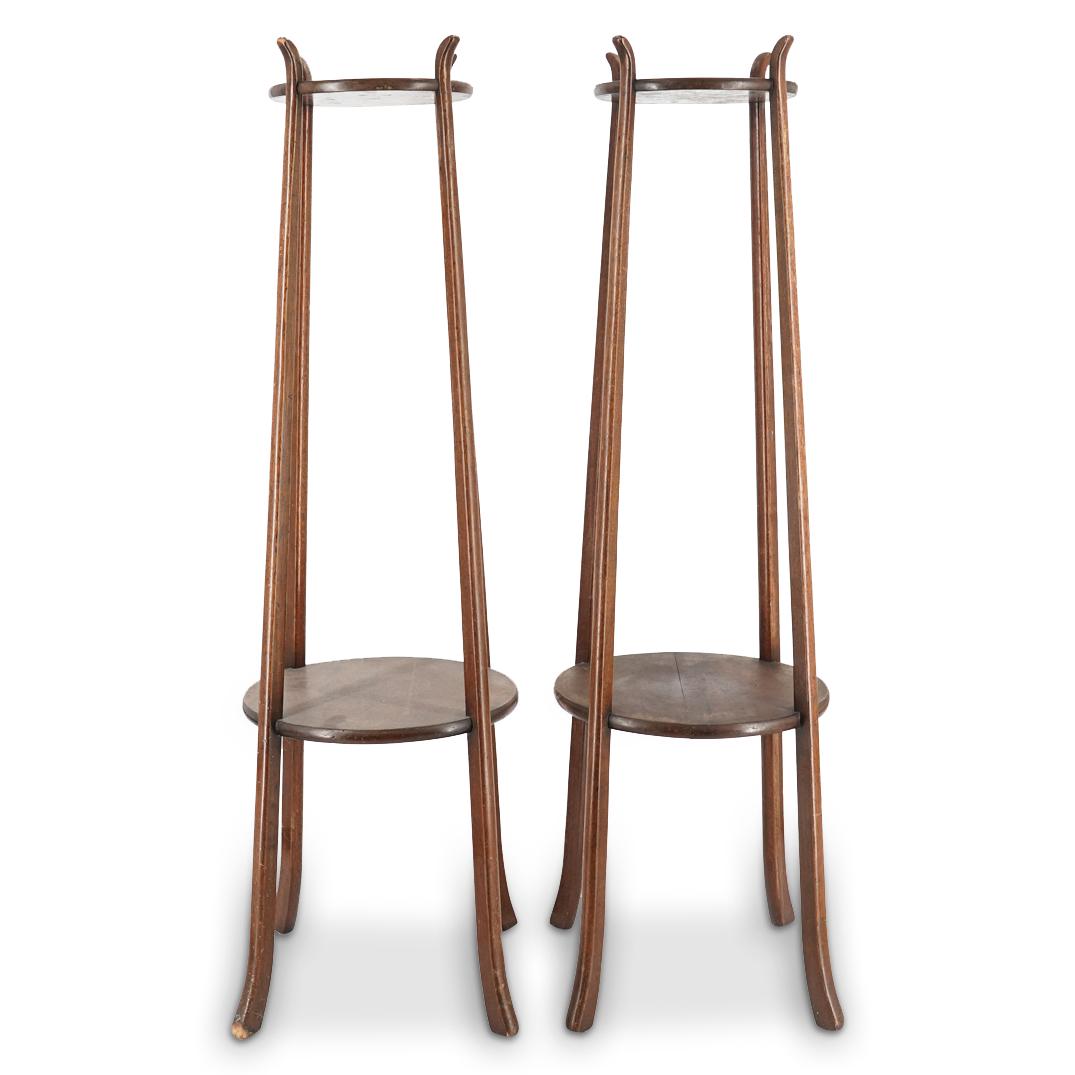 (2 Pc) Edwardian American Mahogany Wooden Plant Stand Pedestals (1 of 7)