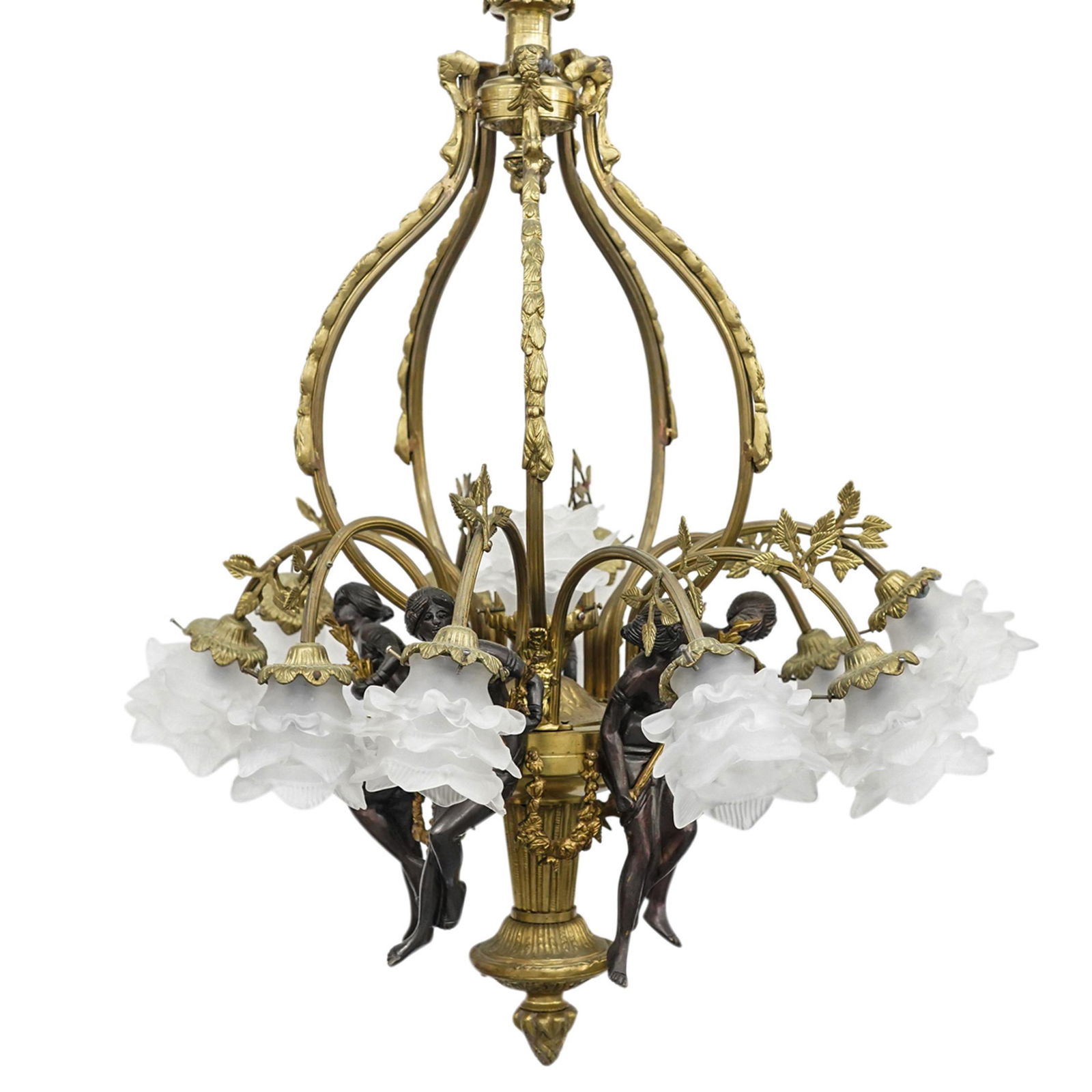 French Bronze Floral-And-Female-Form Chandelier (1 of 13)