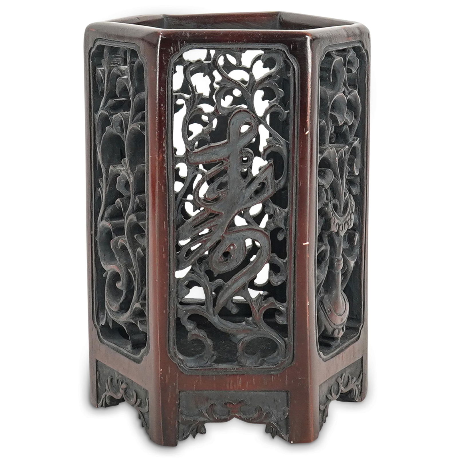 Antique Chinese Carved Openwork Brush Pot (1 of 8)