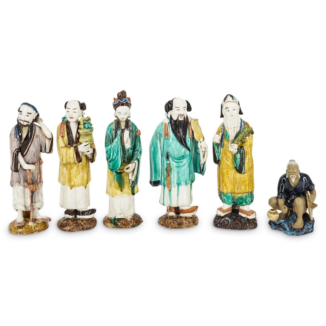 (6 Pc) Antique Japanese Mudmen Sancai Figurines Set (1 of 13)