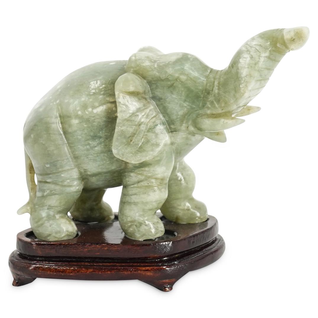 Chinese Carved Jade Elephant Figurine (1 of 4)