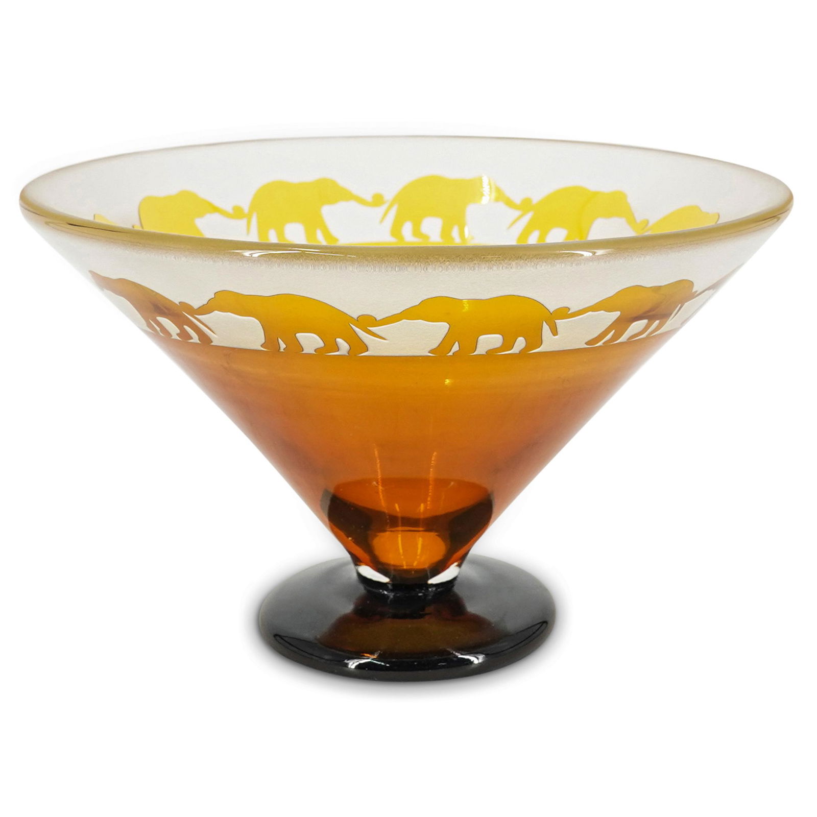 Correia Etched Amber Glass Bowl (1 of 8)