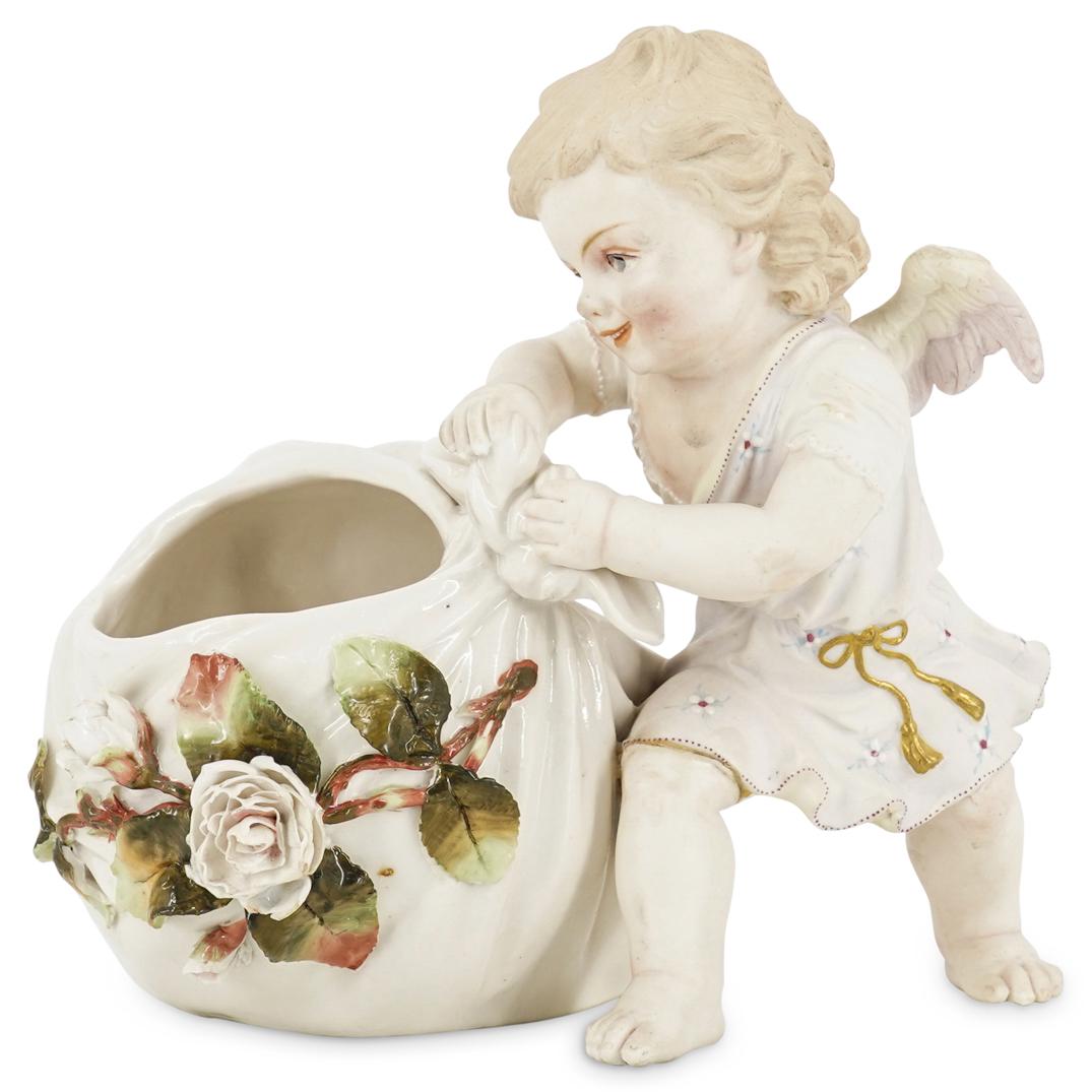 German Porcelain Figural Vase W/ Cherub Figurine (1 of 5)