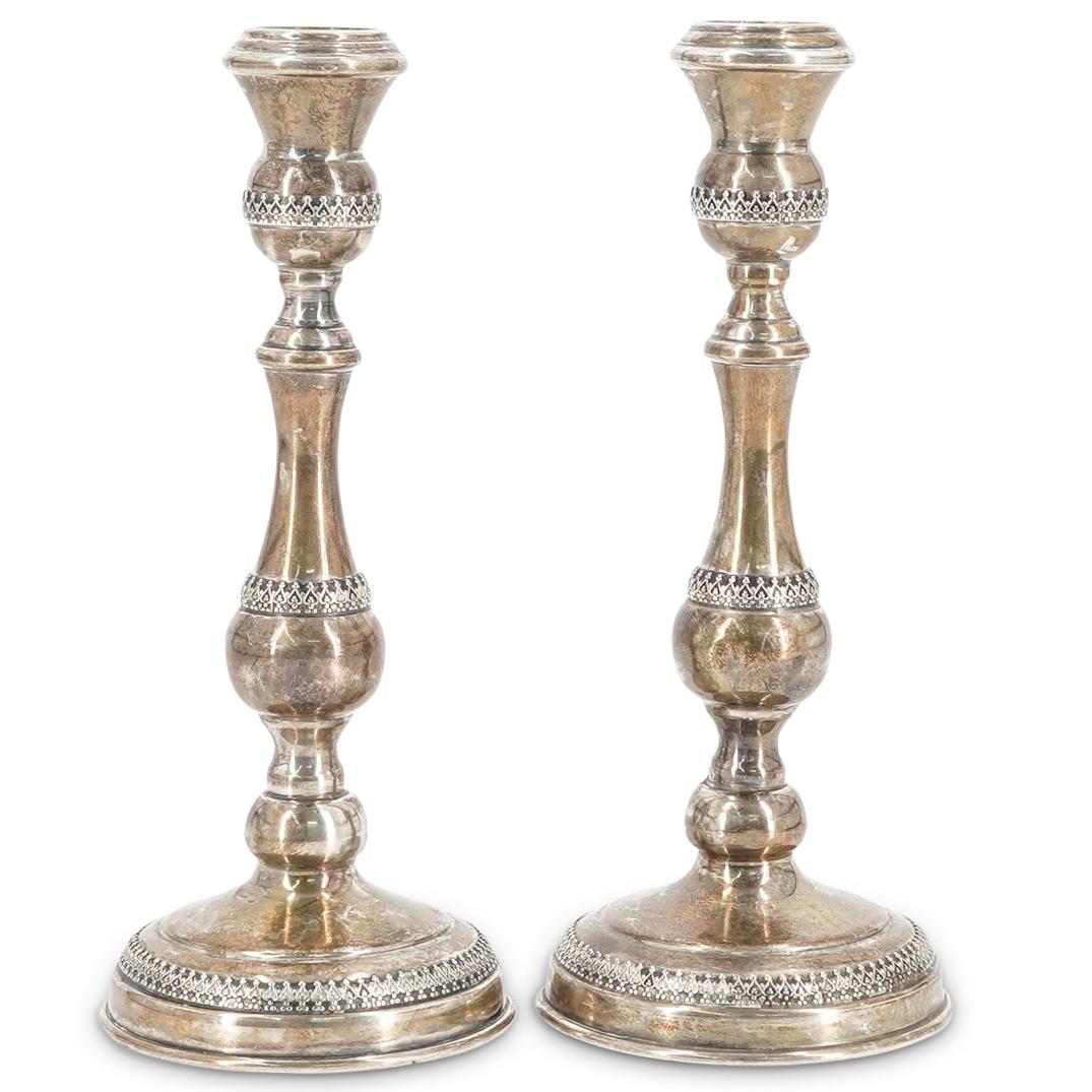 (2 Pc) Achsaf Sterling Silver Candlesticks (1 of 6)