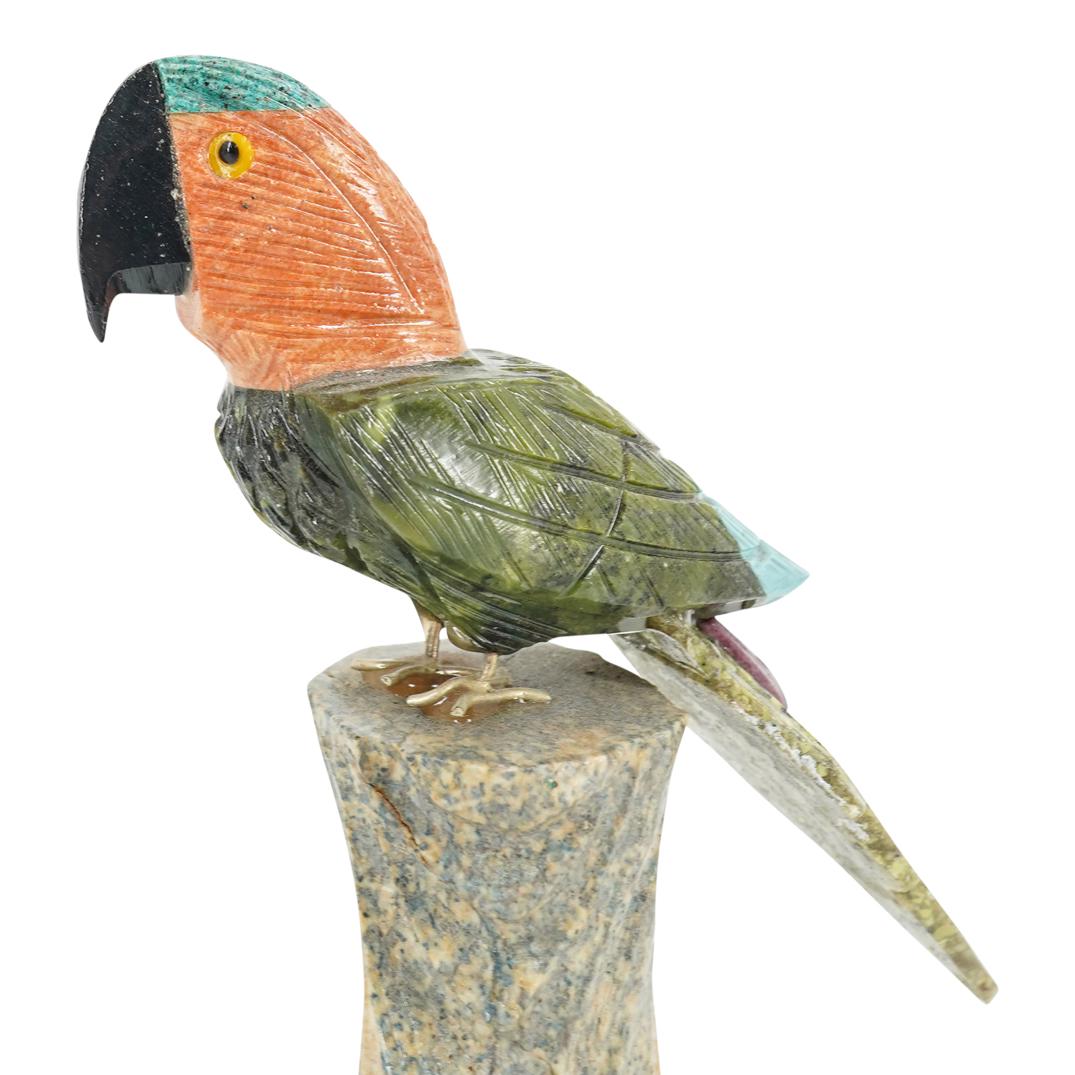 Gemstone Carved Tropical Parrot Statue (1 of 7)