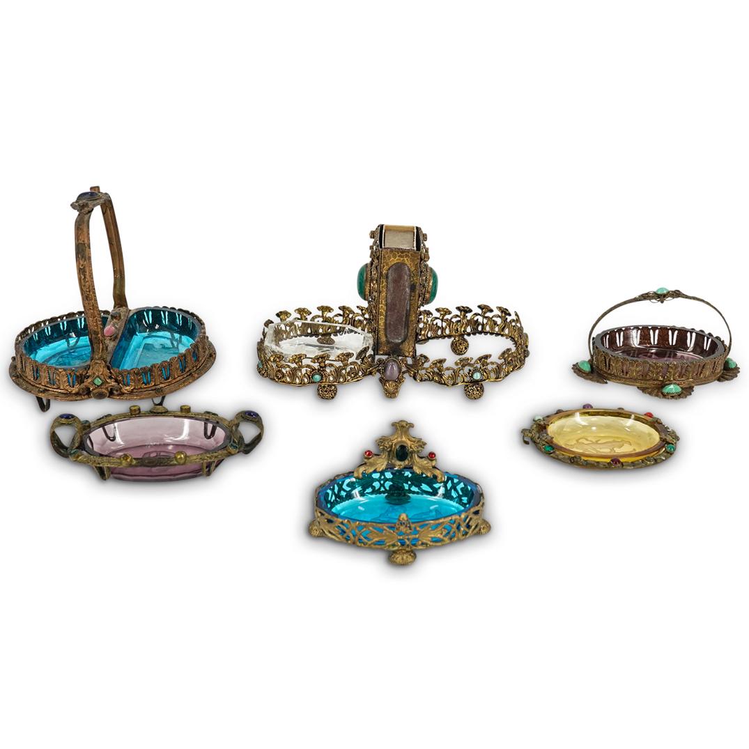 (6Pc) Czech Filigree Brass Salt Cellar Grouping (1 of 10)