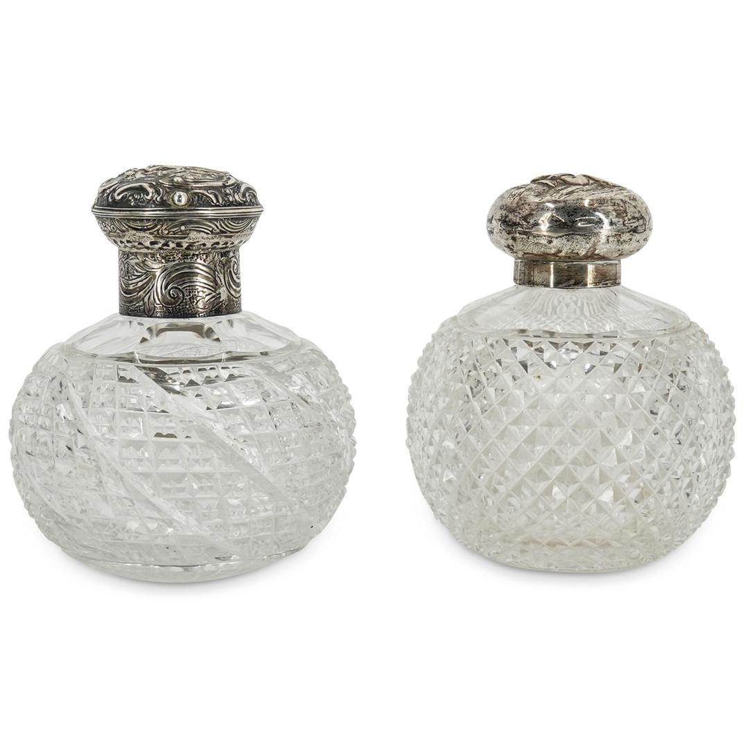 (2Pc) Antique Crystal & English Sterling Vanity Bottles (1 of 7)