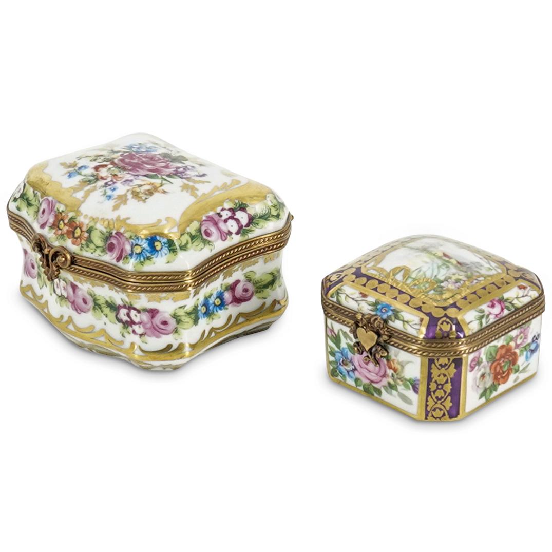 (2Pc) Limoges Porcelain Trinket Boxes (1 of 8)