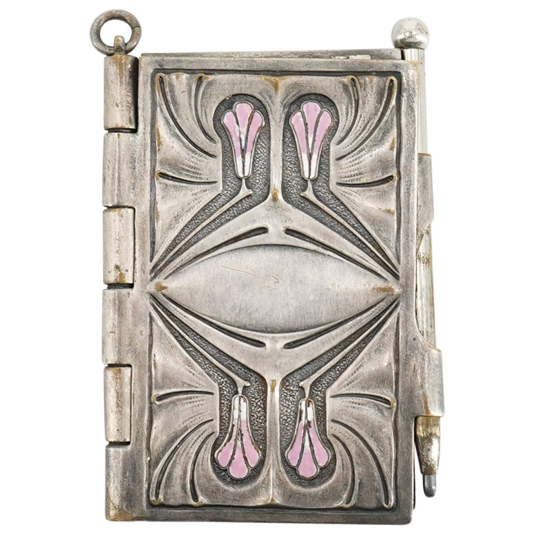 Art Nouveau Sterling Silver Small Notepad W/ Pencil (1 of 4)