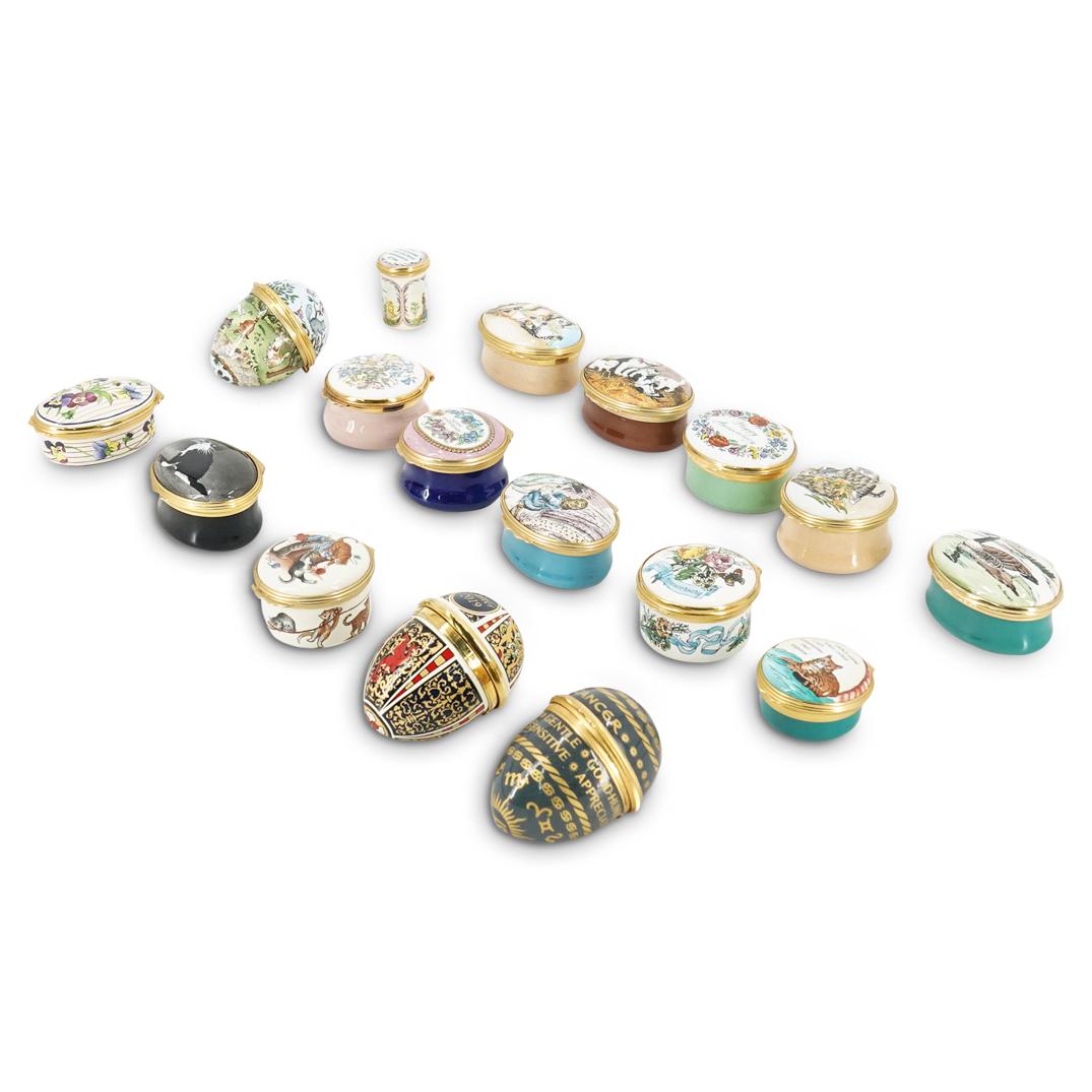 (17 Pc) English Halcyon Days Porcelain Enamel Trinket Boxes (1 of 13)