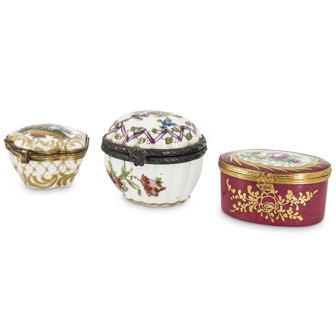 (3 Pc) Sevres & Meissen Porcelain Trinket Boxes (1 of 9)