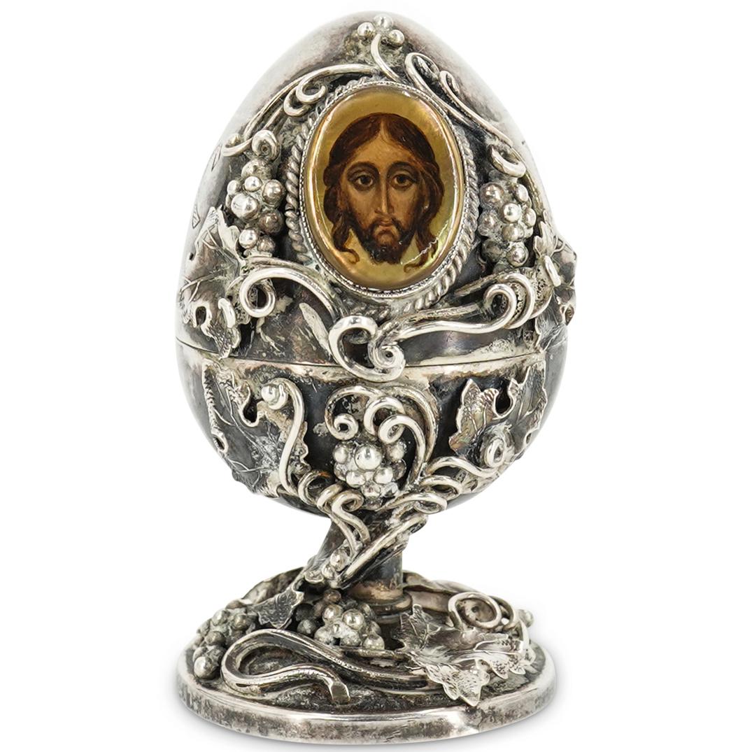 Roman Aristarkhov Silver Egg Container With Icon (1 of 6)