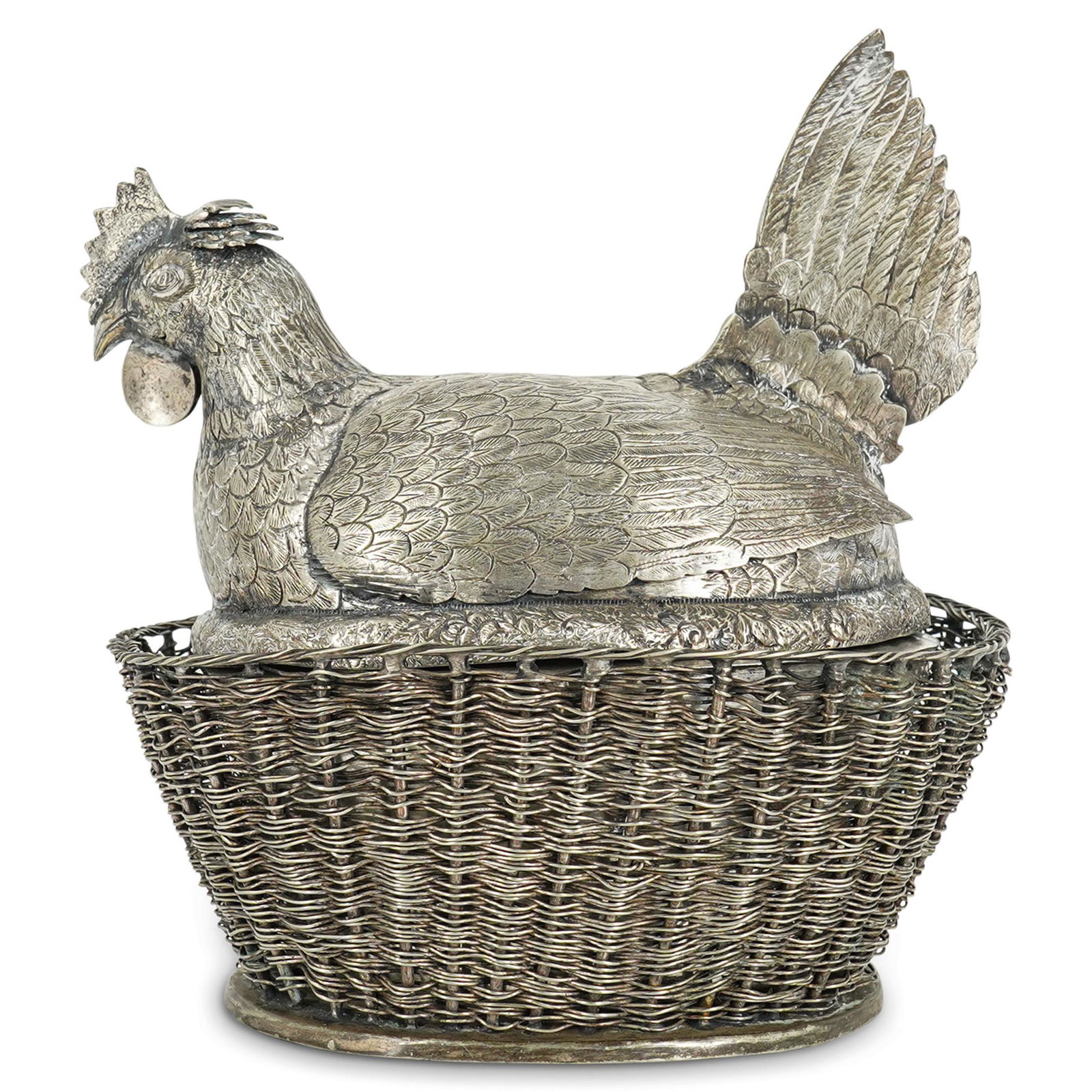 Silver Plated Chicken-Form Egg Server Basket (1 of 9)